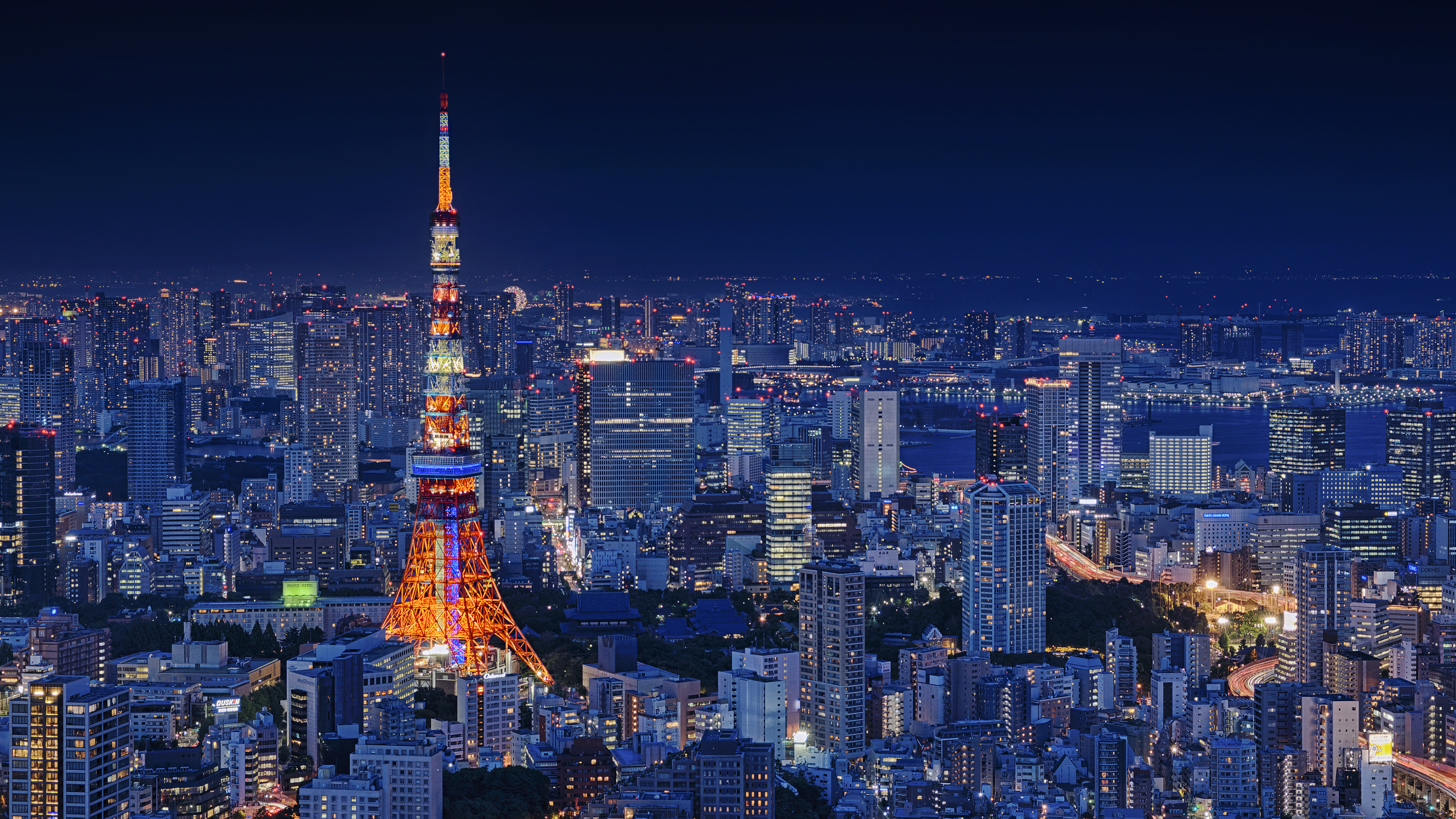 Night view, Tokyo Tower Wallpaper, 3840x2160 4K Desktop