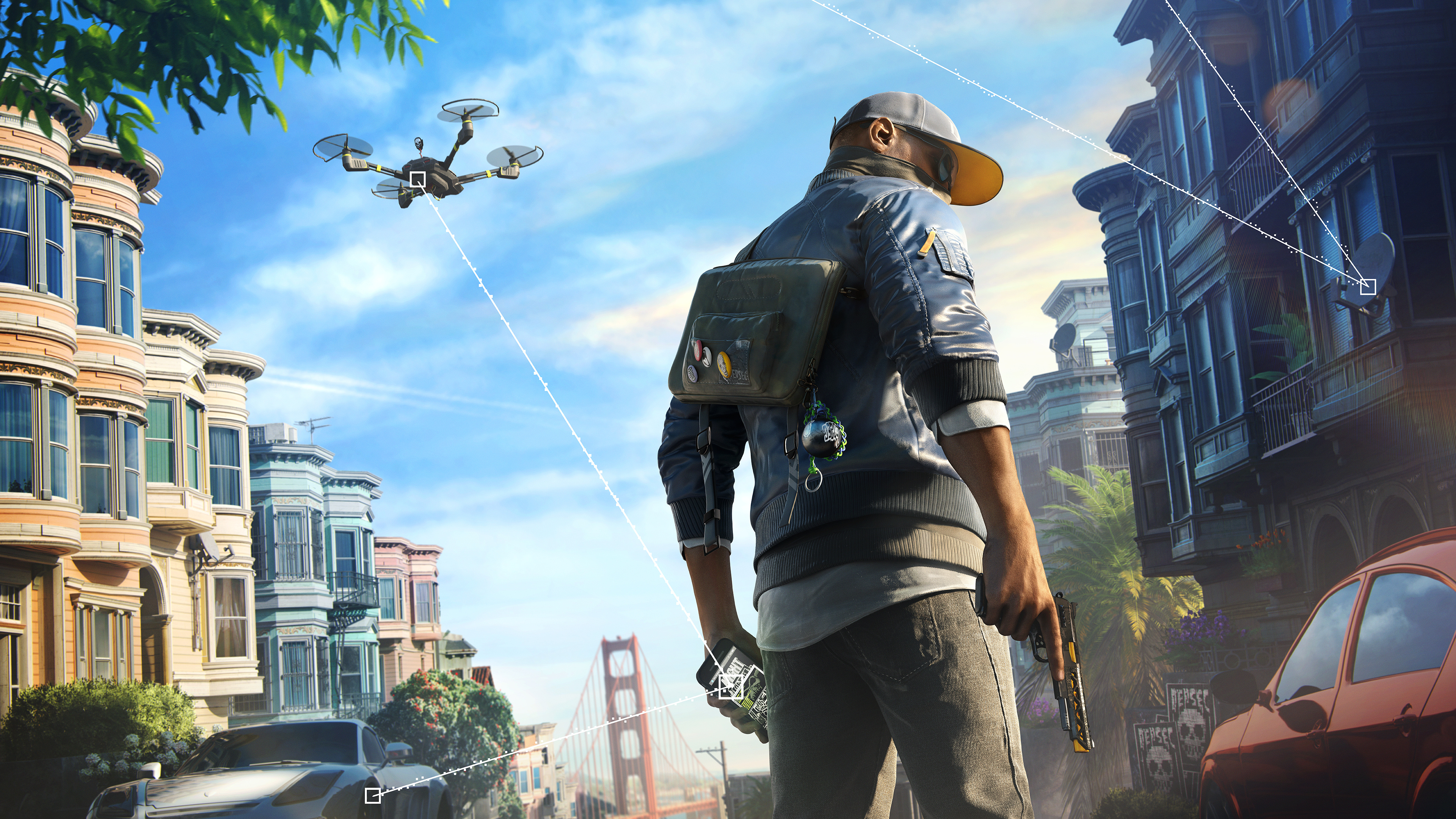 Marcus Holloway, Golden Gate Bridge, quadcopter drone, 4K Desktop wallpaper