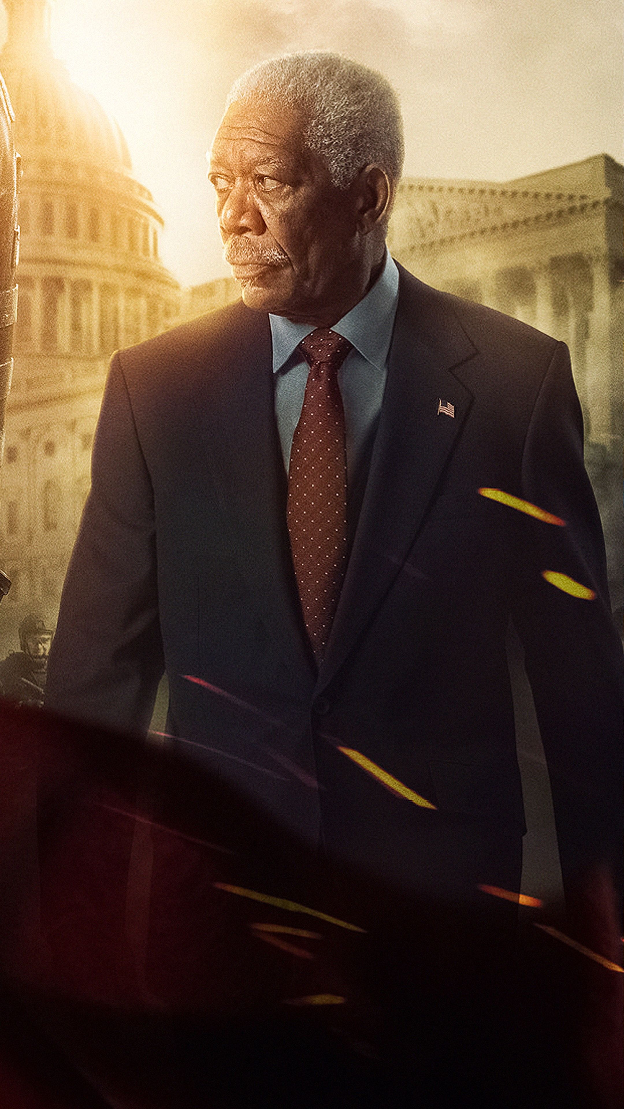 Morgan Freeman, Angel has fallen, Ultra HD, 2160x3840 4K Phone