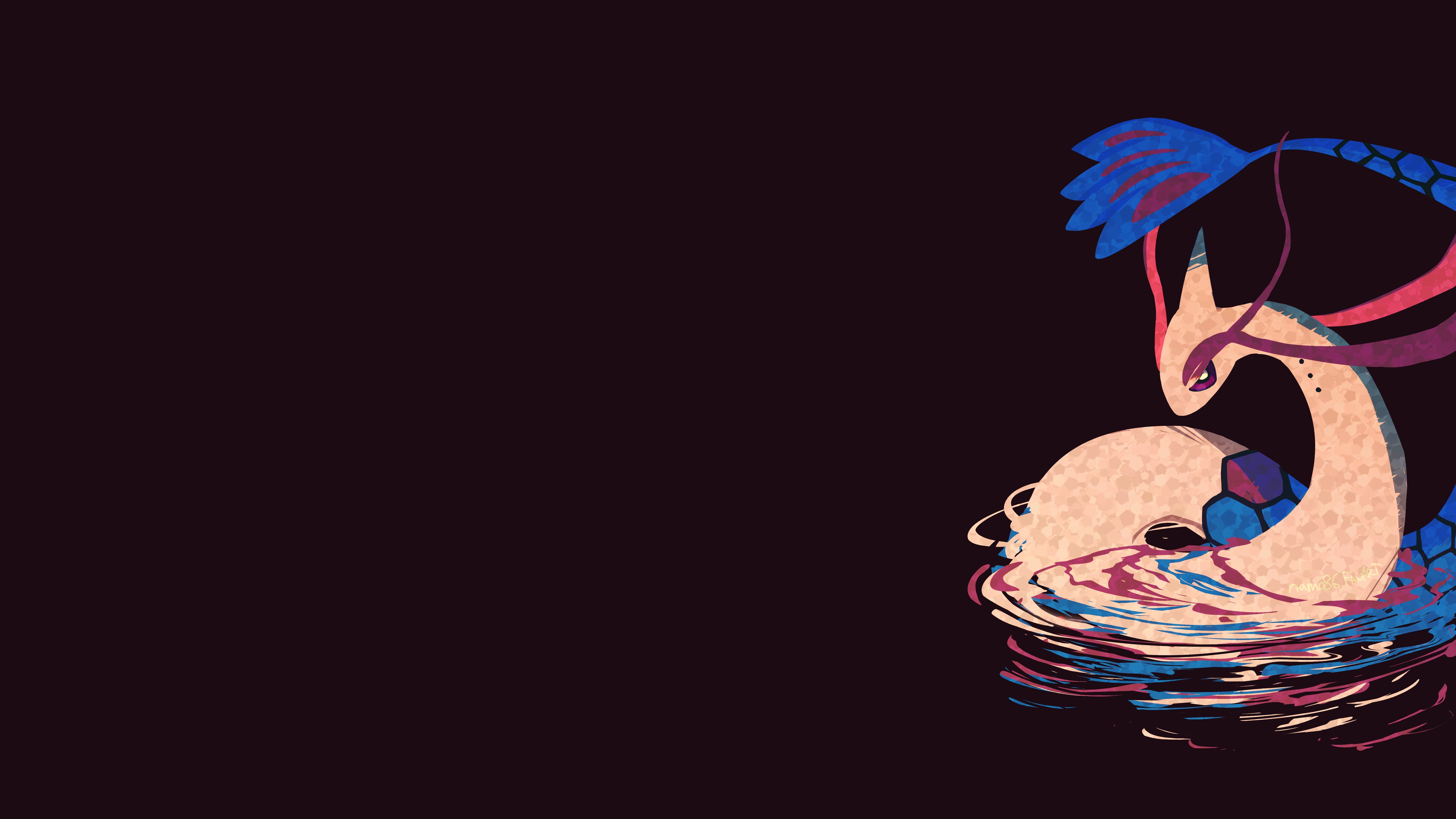 Milotic, Hoenn, Rippling water, Dark minimalist background, 4K Desktop wallpaper