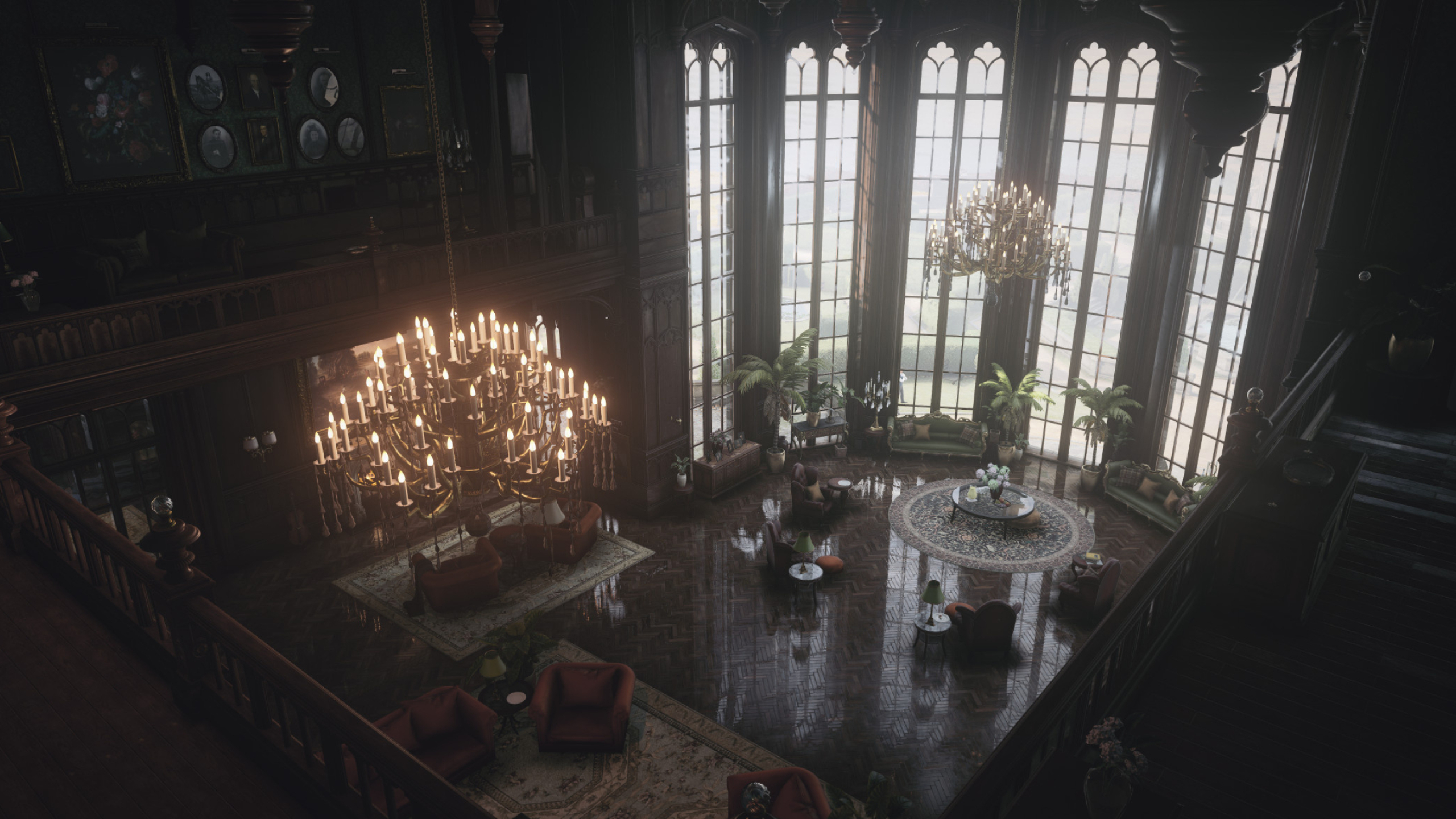 Thornbridge Manor interior, Hitman 3, Grand candelabra chandelier, HD Desktop wallpaper