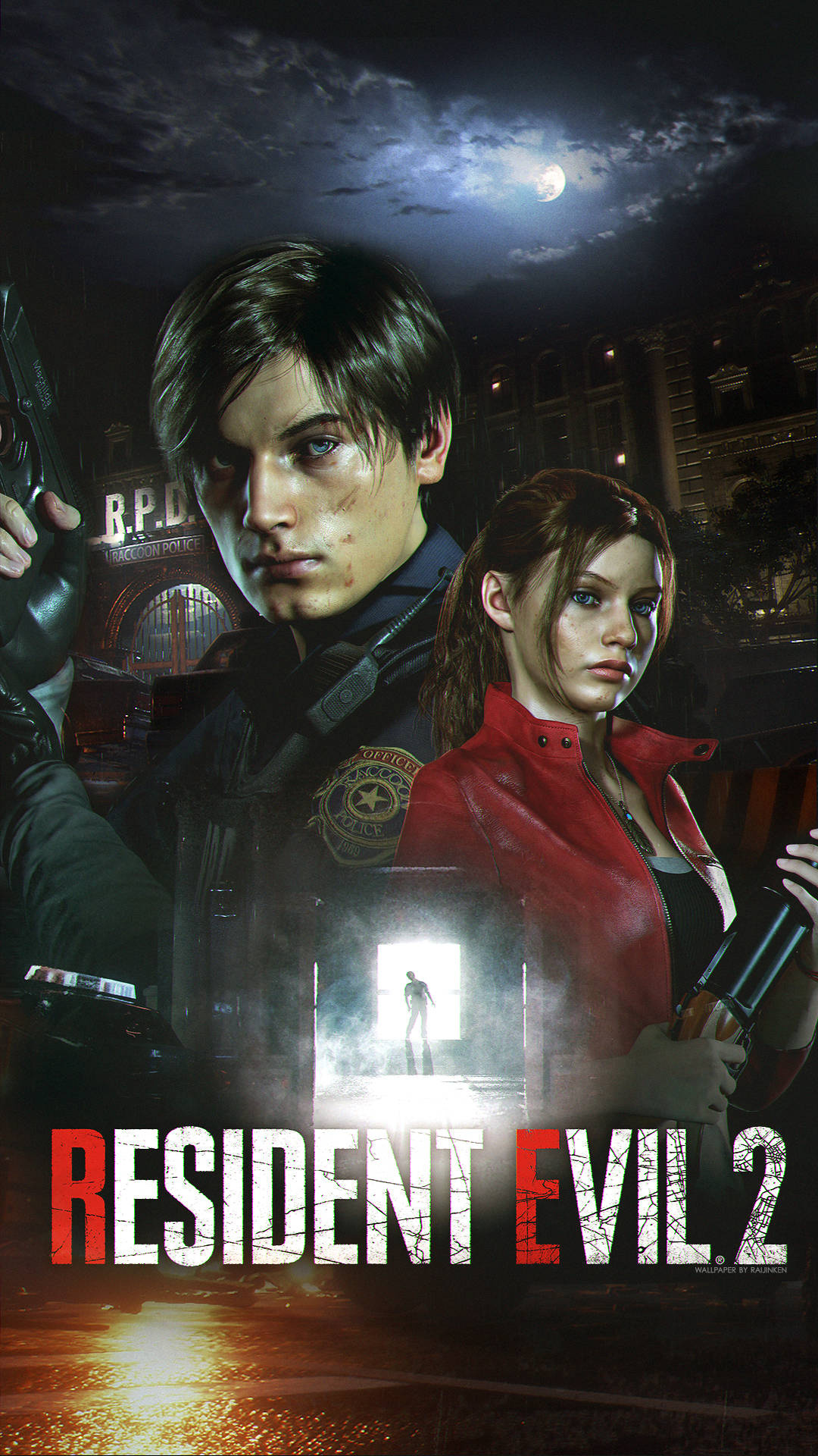 Leon S. Kennedy, Claire Redfield, RESIDENT EVIL 2, Raccoon Police Department, Full HD Phone wallpaper