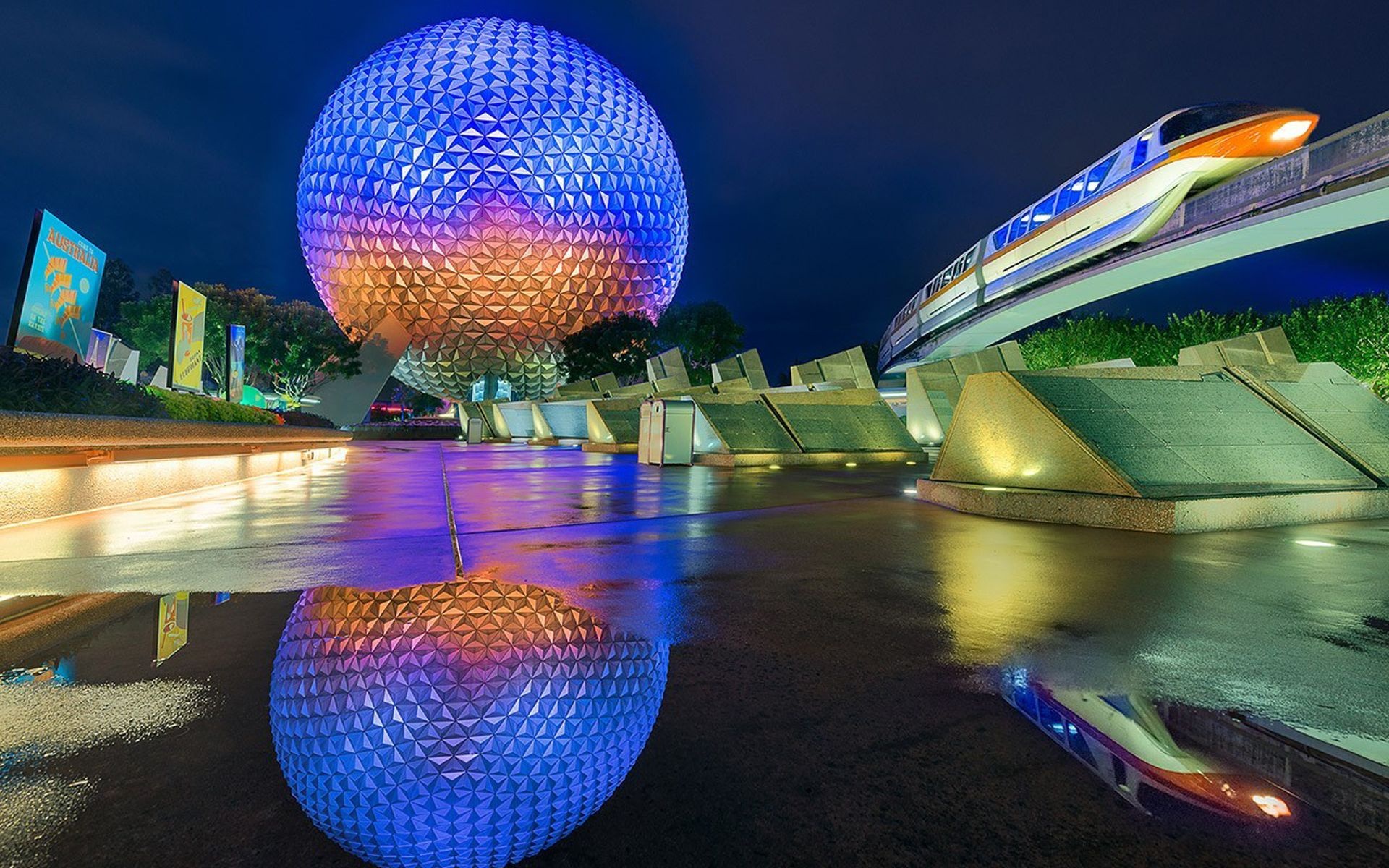 Epcot Park, Night wallpapers, 4K HD, Backgrounds, 1920x1200 HD Desktop