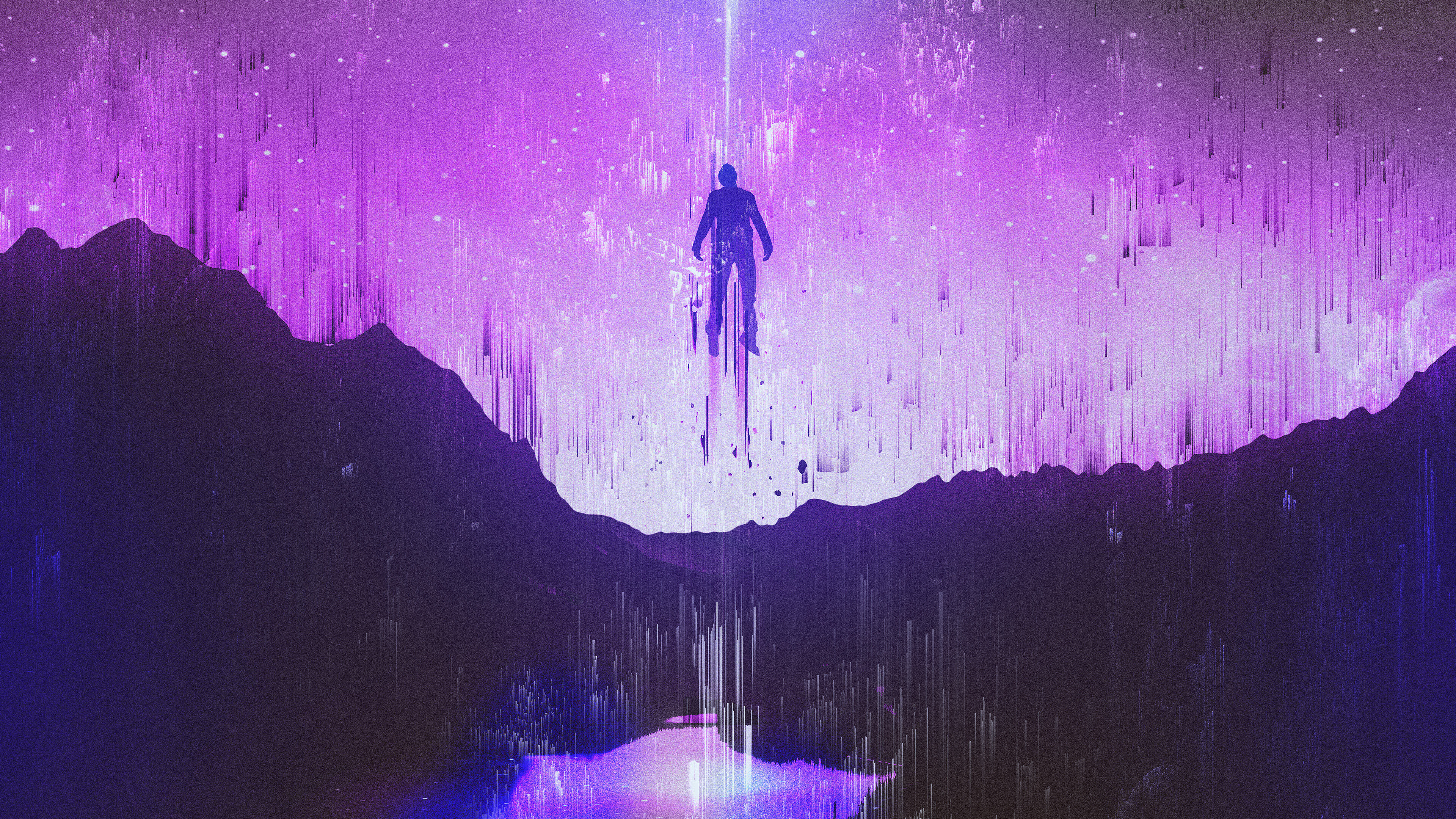 Purple sky dreams, Glitch art masterpiece, UHD wallpaper, Widescreen background, 3840x2160 4K Desktop
