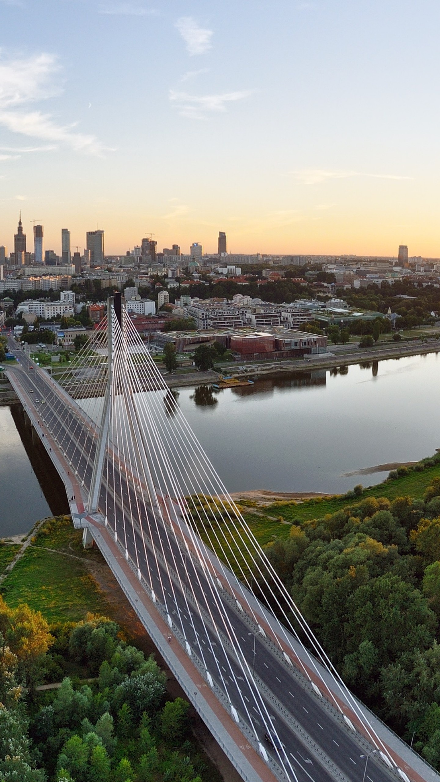 Warsaw's Vistula River, Swietokrzyski Bridge, Polish travel, Stunning riverside views, 1440x2560 HD Phone