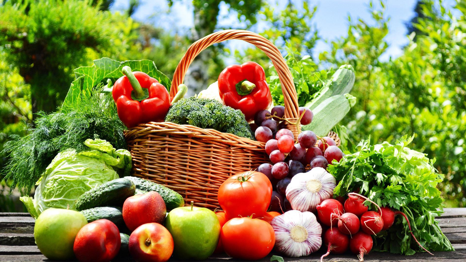 Fruits and vegetables, Nature's basket, Fresh produce, Refreshing wallpaper, 1920x1080 Full HD Desktop