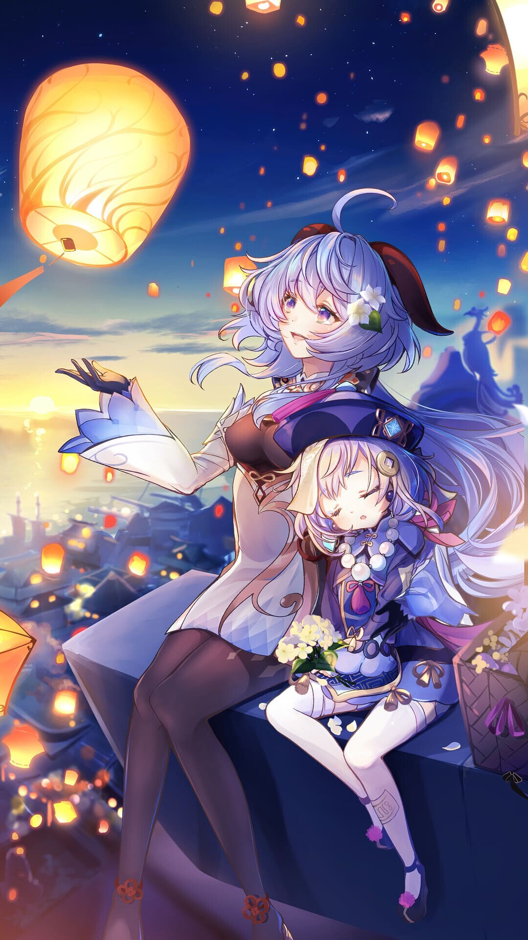 Ganyu and Qiqi, Genshin Impact Wallpaper, 1080x1920 Full HD Phone