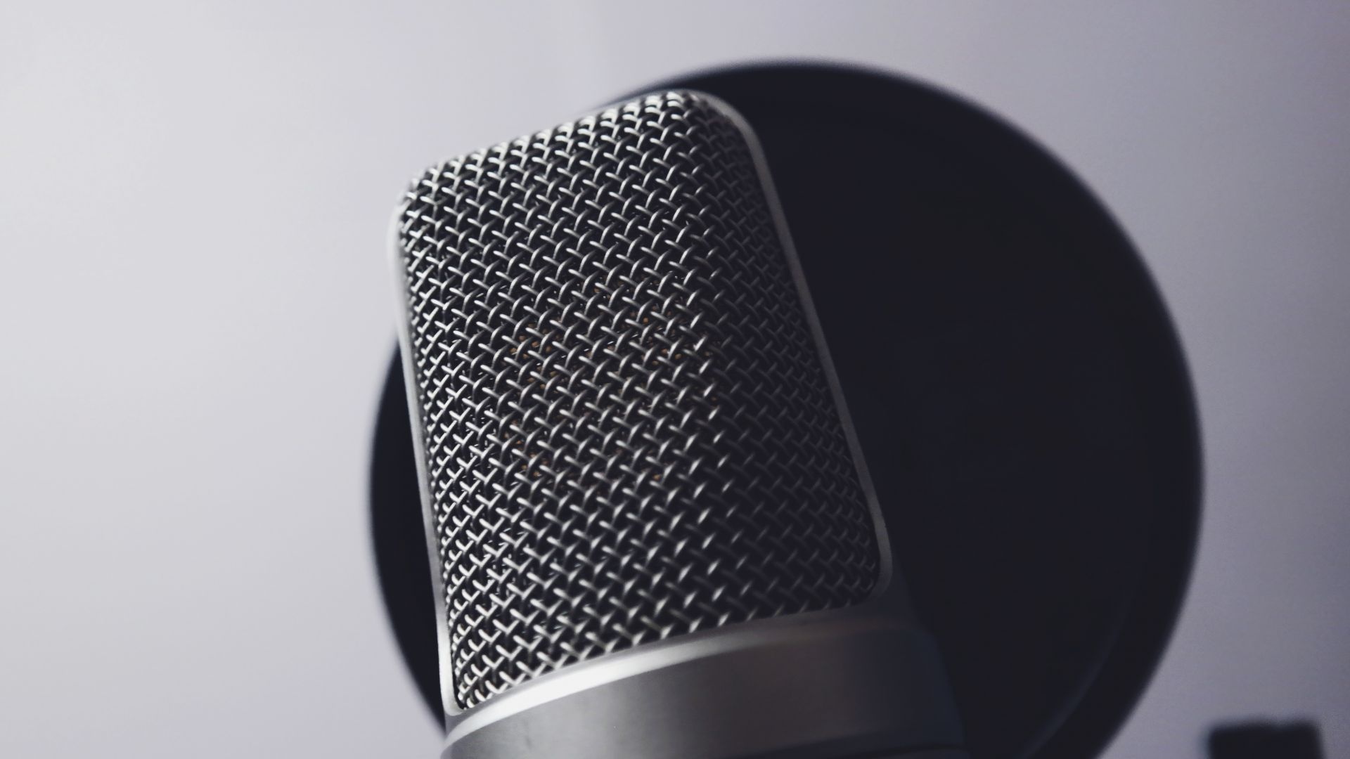 Close-up microphone shot, Music desktop wallpaper, HD image background, Detailed clarity, 1920x1080 Full HD Desktop