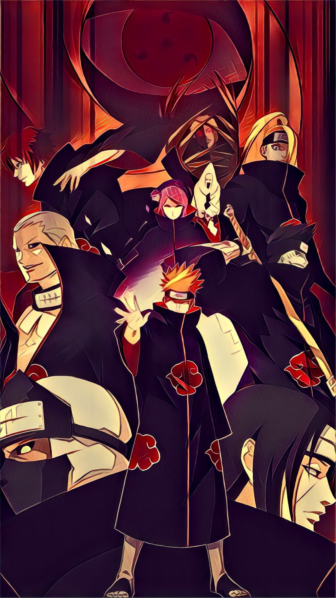 Pain, Itachi Uchiha, Akatsuki members, Sharingan eye, HD Phone wallpaper