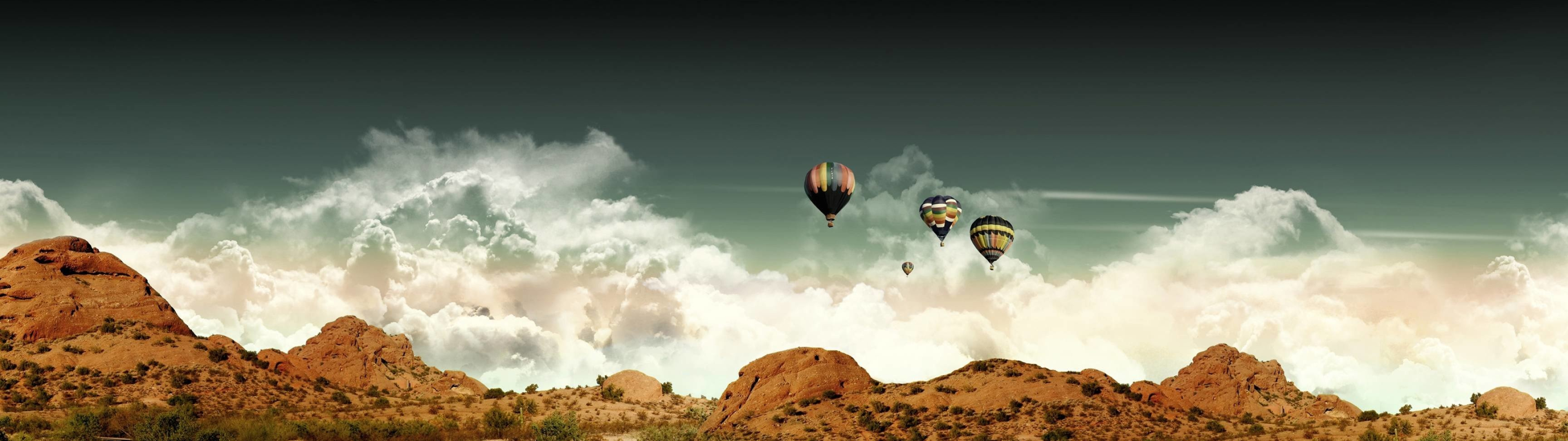 Dual-screen balloon wallpaper, 1920x1080 resolution, PC download, Free, 3840x1080 Dual Screen Desktop