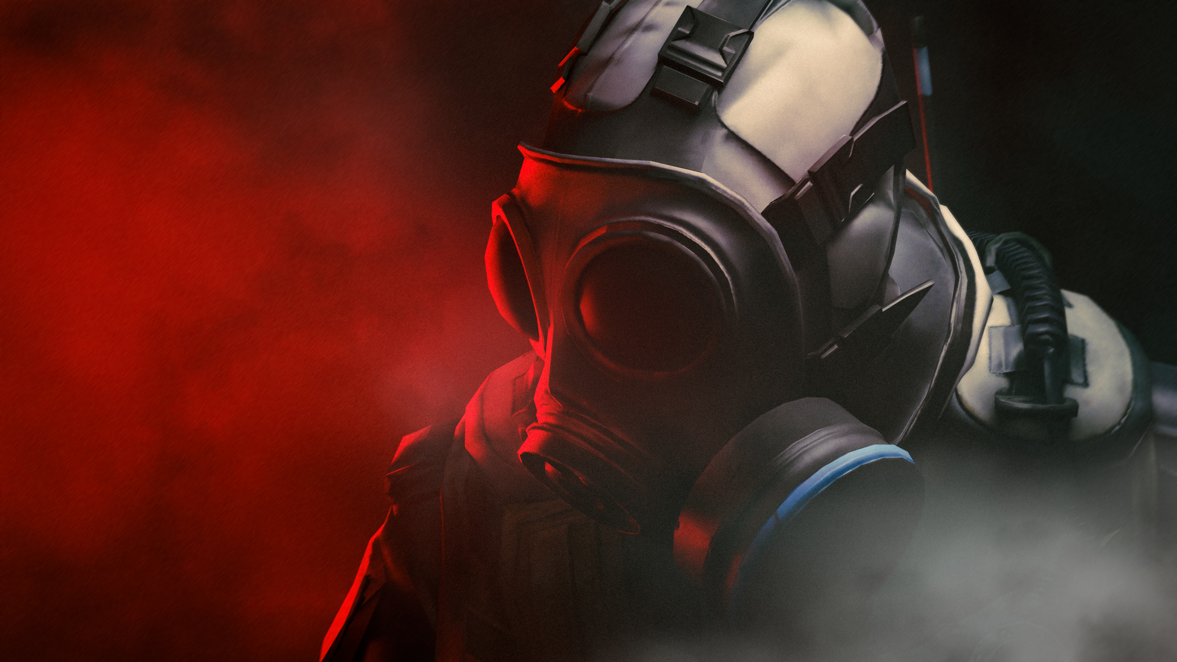SAS Counter-Terrorist, S10 respirator gas mask, red atmospheric smoke, 4K Desktop wallpaper