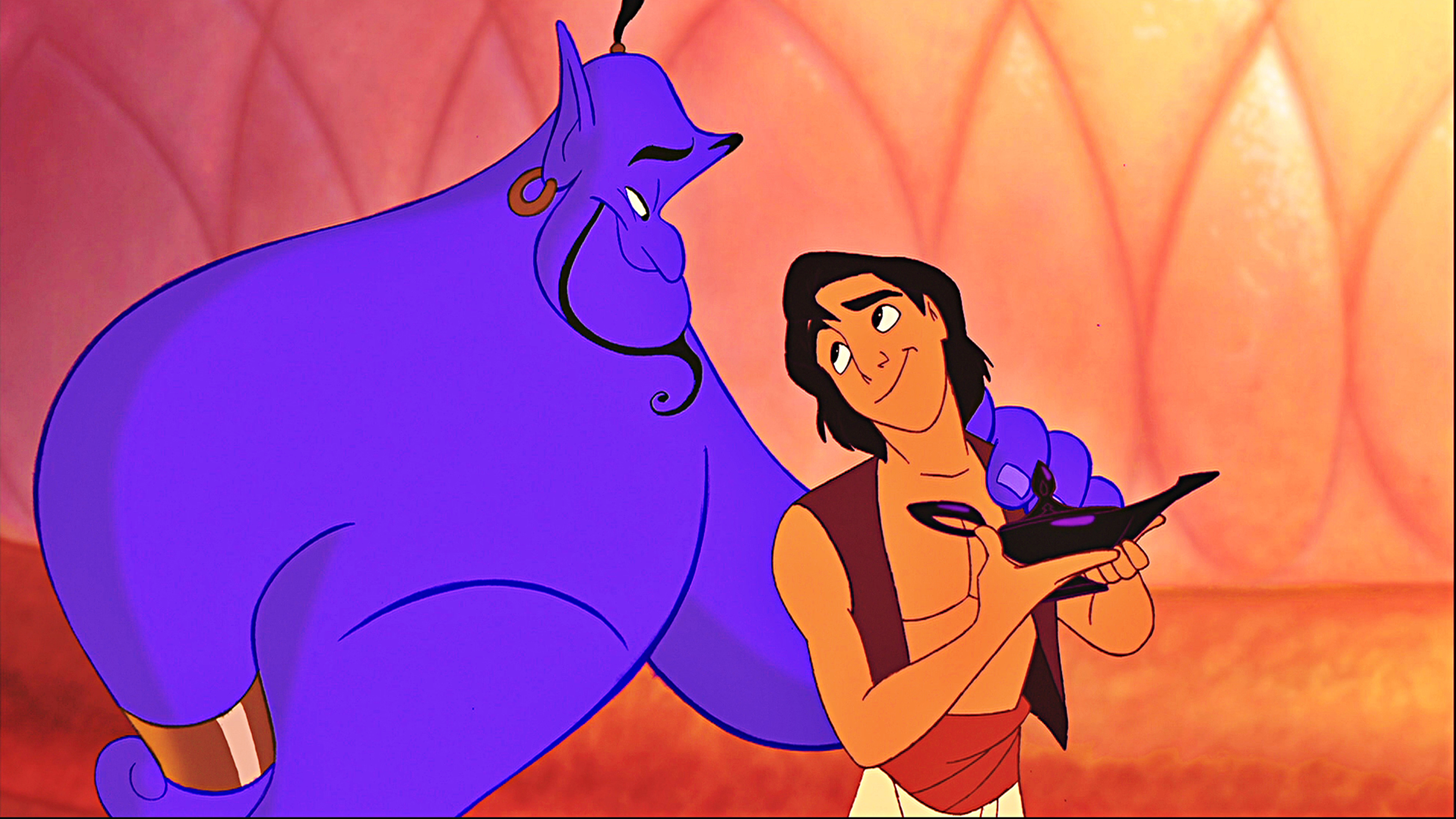 Genie, Friend from the magic lamp, Cartoons wallpapers HD, Aladdin, 3840x2160 4K Desktop