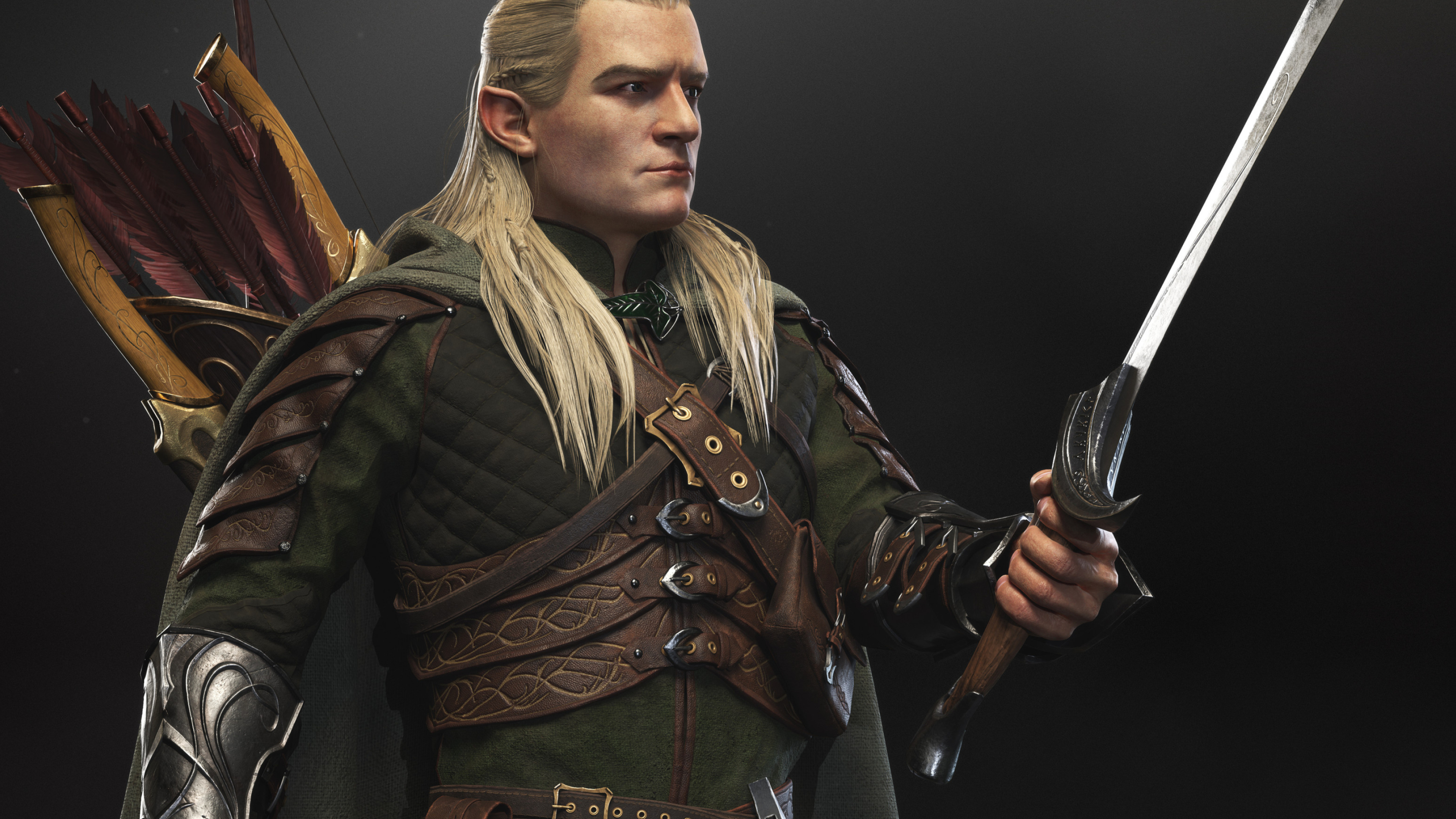 Legolas, Middle Earth, 3D design, J.R.R. Tolkien, 3840x2160 4K Desktop