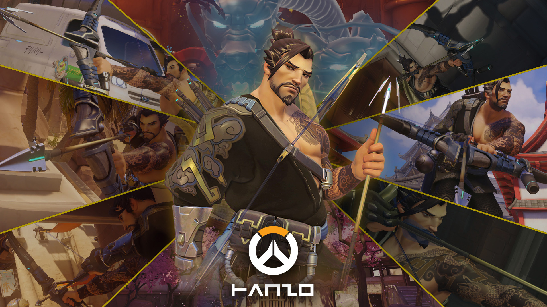 Excellent Overwatch wallpaper featuring Hanzo, Reinhardt, and Mei, 1920x1080 Full HD Desktop