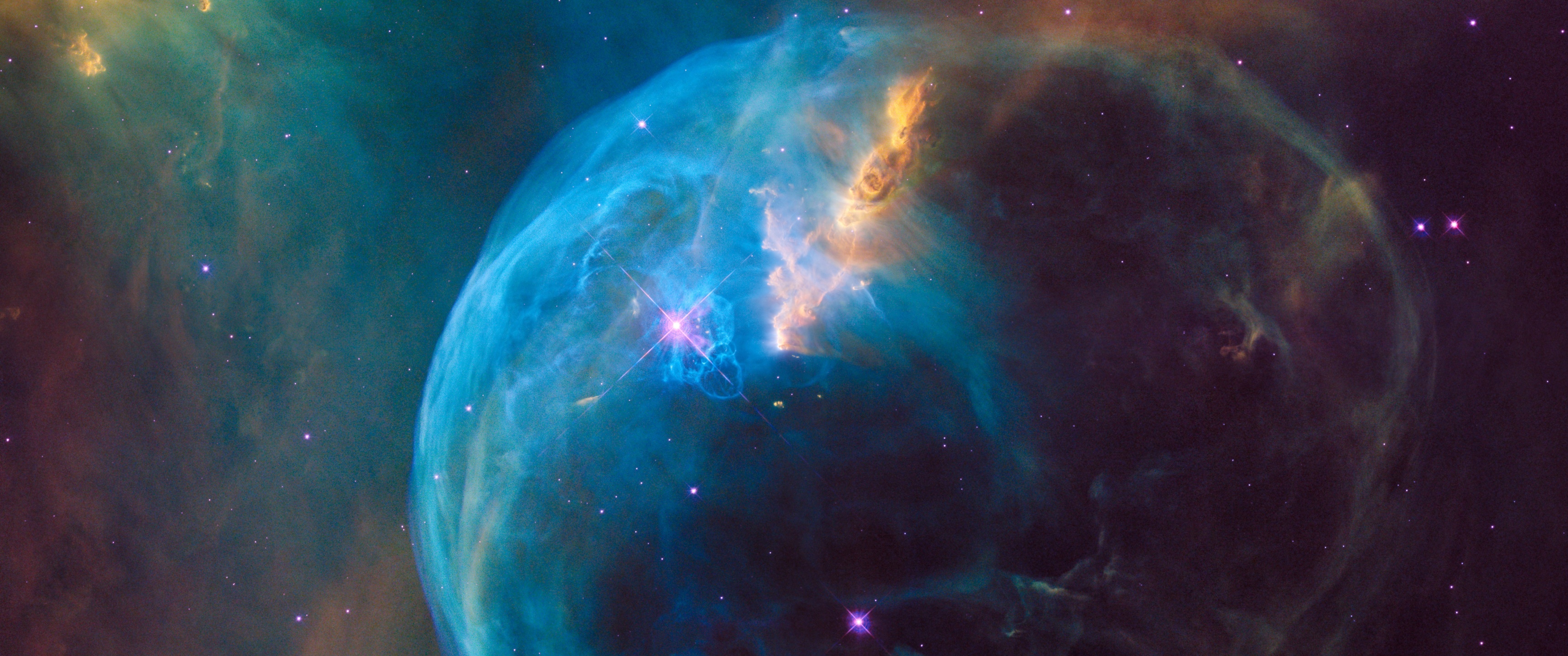 Bubble Nebula, Hubble Wallpaper, 3440x1440 Dual Screen Desktop