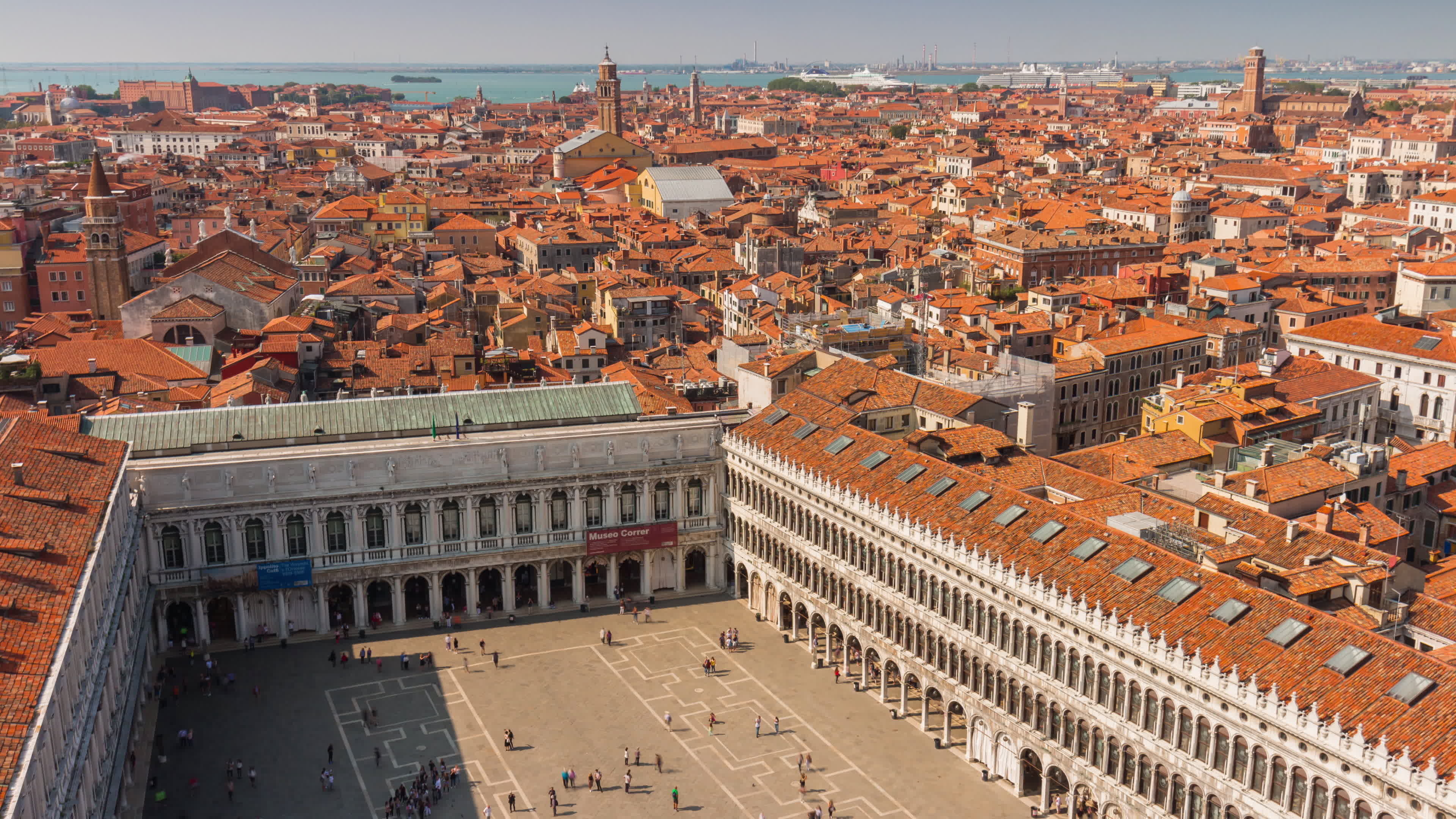 Sunny day, San Marco square, Campanile view, Venice panorama, 3840x2160 4K Desktop