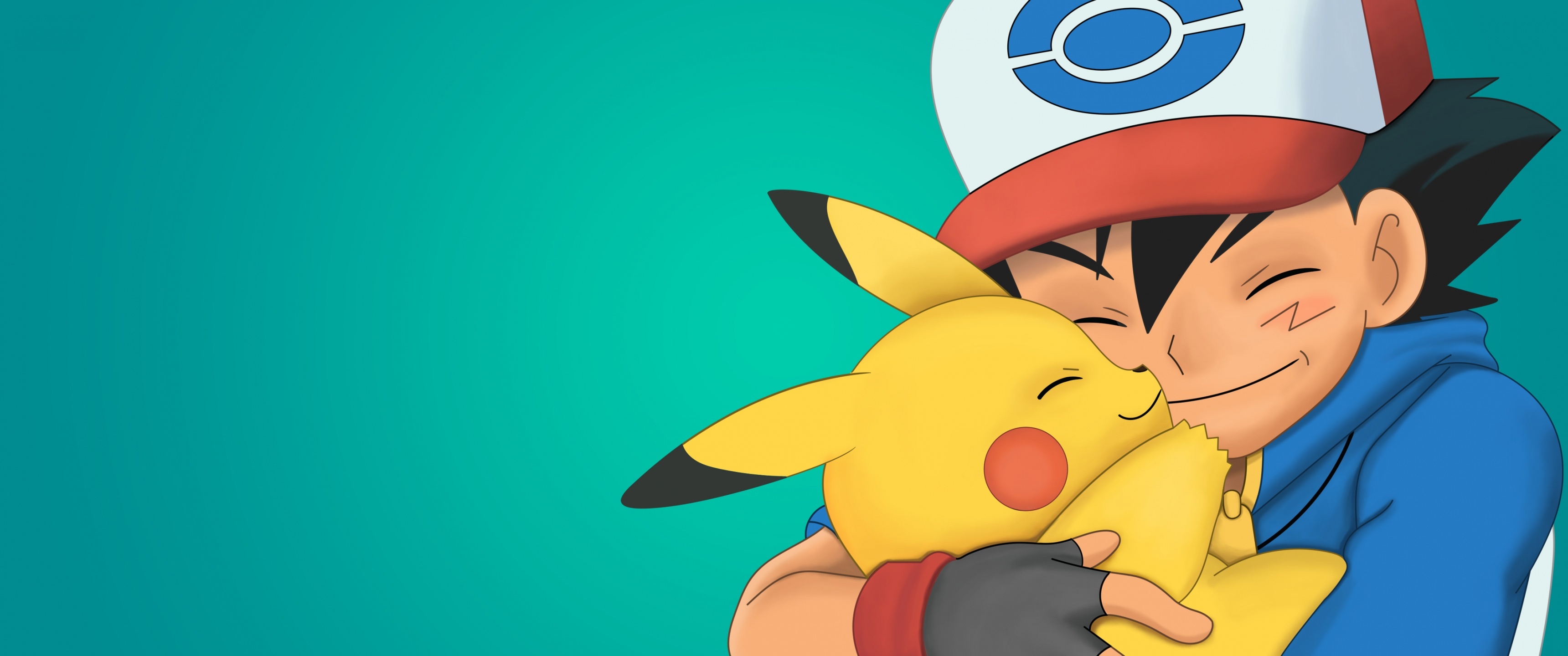 Pikachu, Ash Ketchum, Pokemon trainer cap, Dual Screen Desktop wallpaper