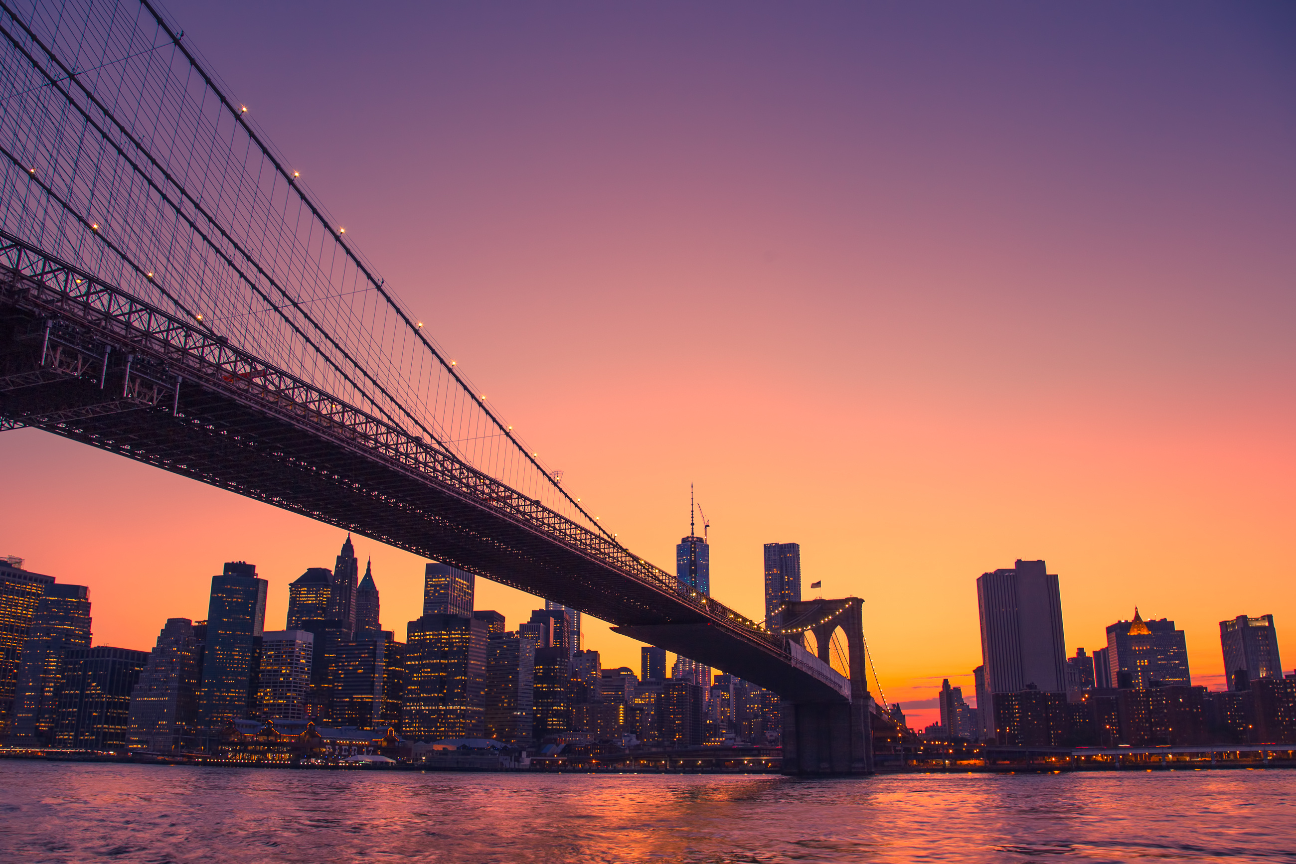 Brooklyn Bridge, New York Sunset Wallpaper, 2600x1740 HD Desktop