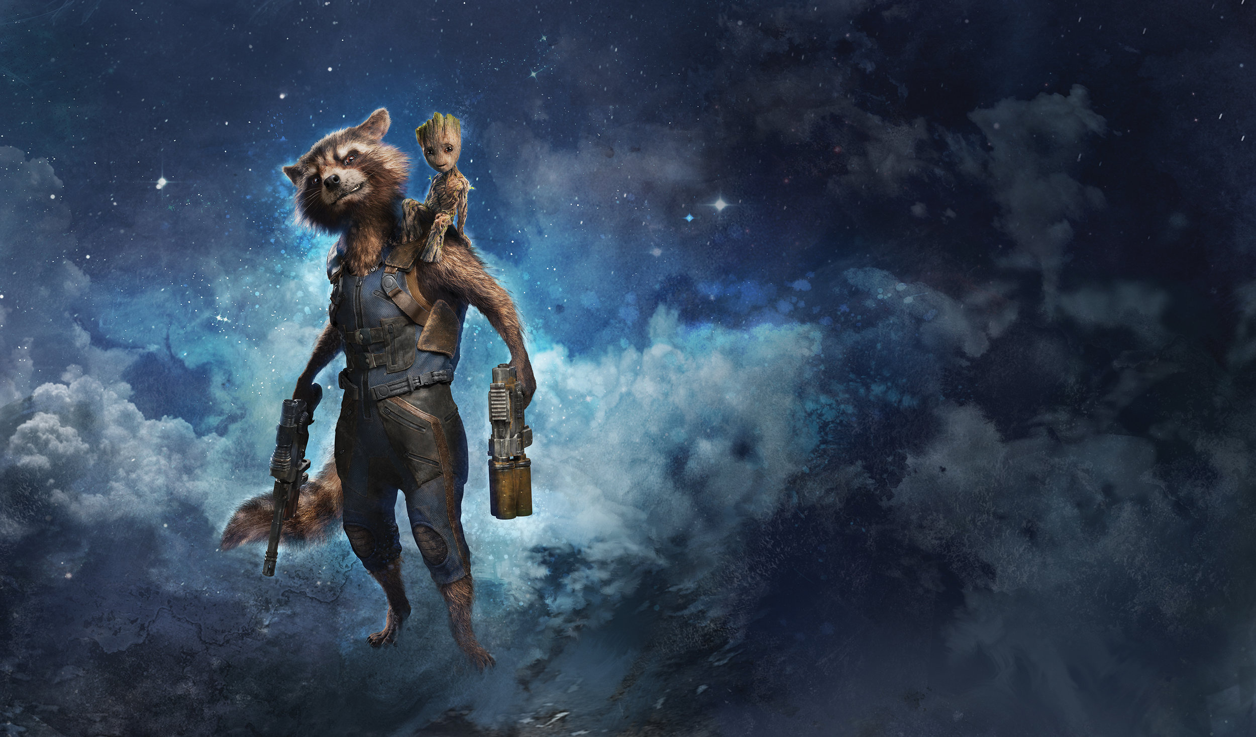 Rocket Raccoon, Baby Groot, Summer of Heroes, Superheroes, 2500x1470 HD Desktop