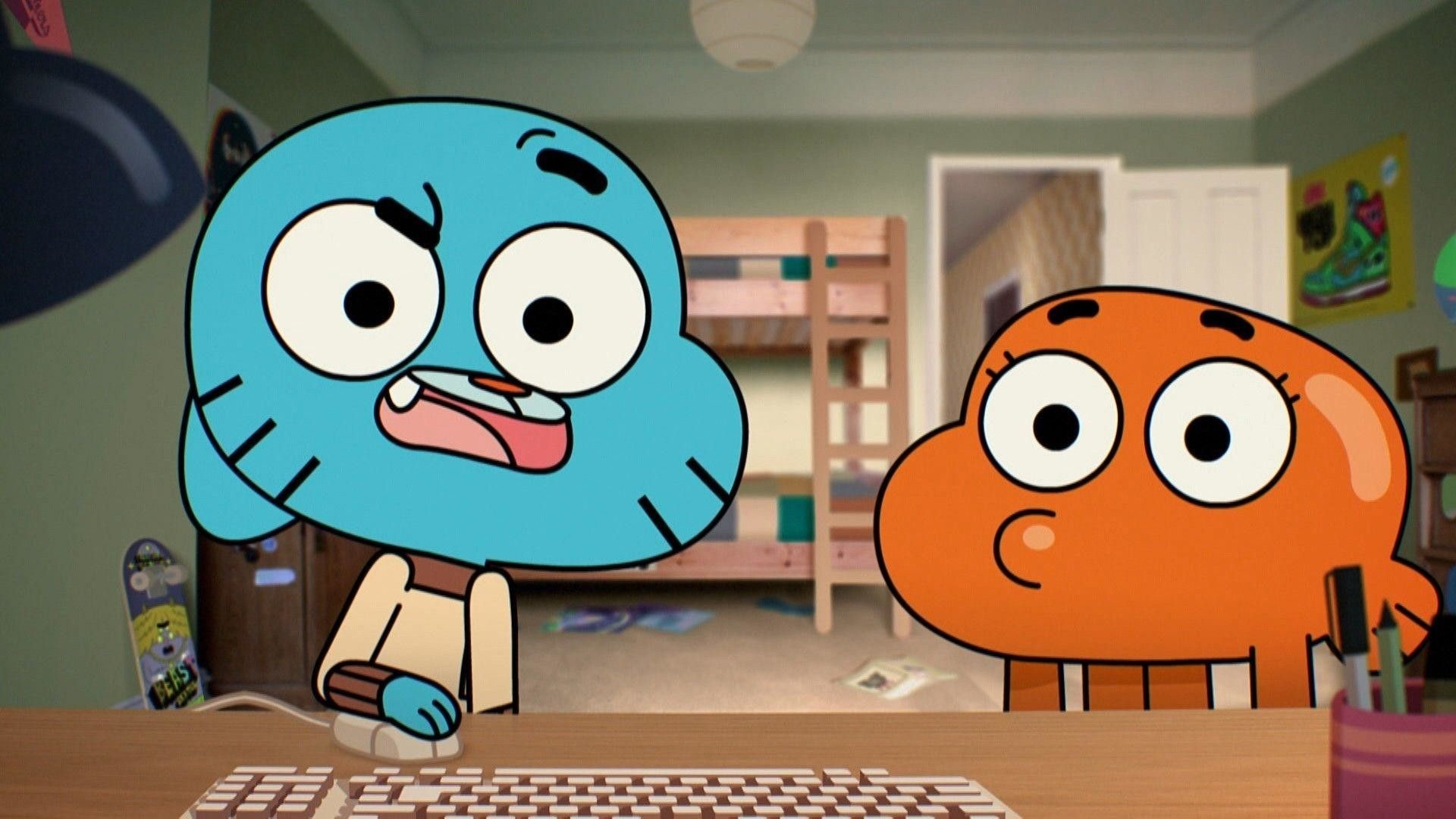 Gumball Watterson, Darwin Watterson, Watterson bedroom, Full HD Desktop wallpaper