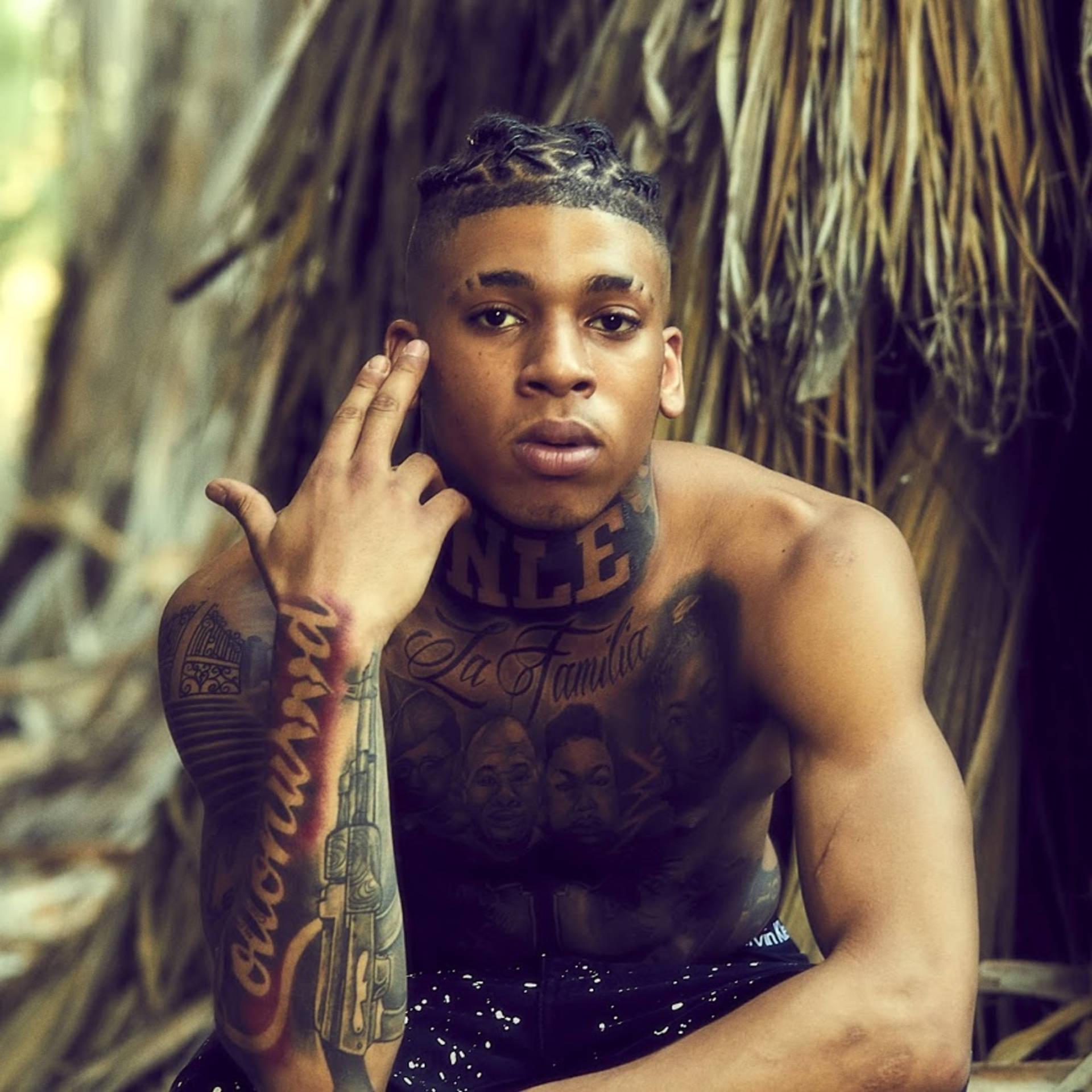 NLE Choppa, Tattooed wallpaper, 1920x1920 HD Phone