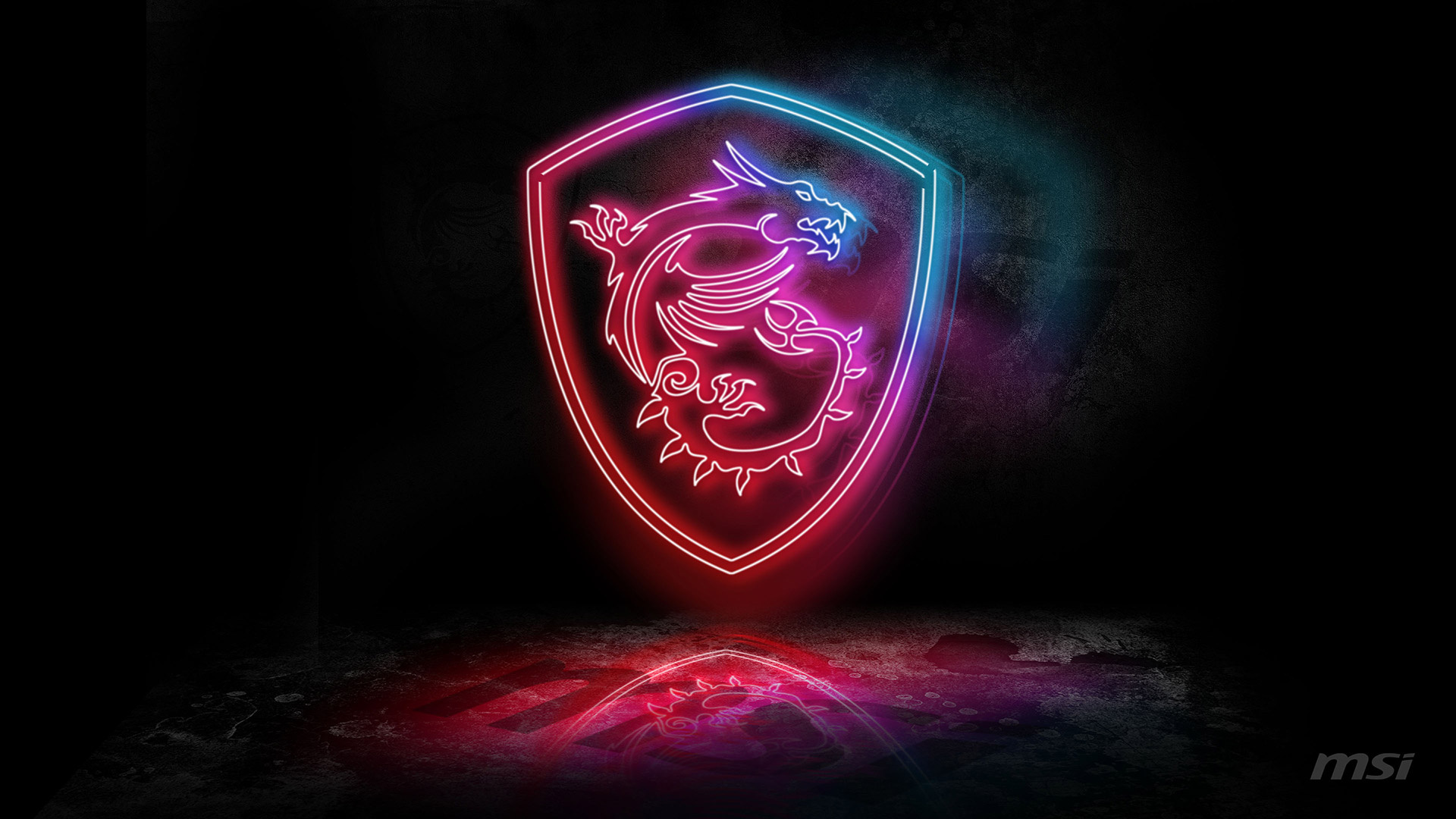 MSI Gaming dragon emblem, neon shield outline, msi text logo, Full HD Desktop wallpaper