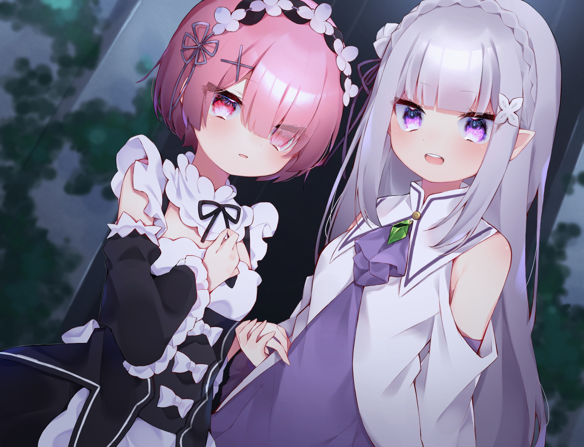 Ram, Emilia, Re:Zero maid uniform, HD Desktop wallpaper