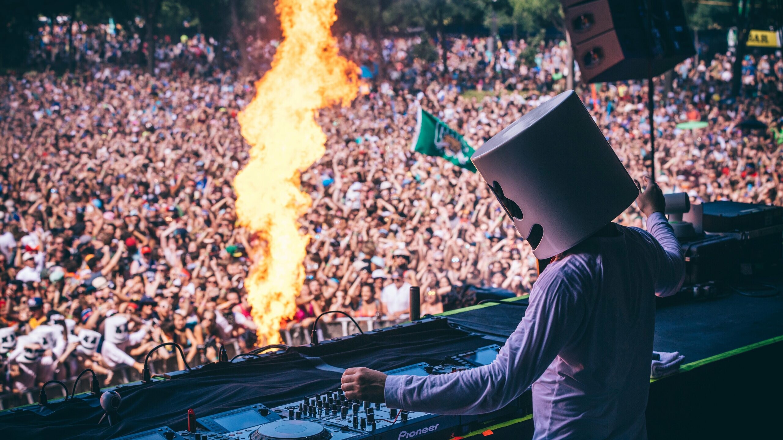 Marshmello's performance, Musical festival energy, Captivating visuals, Unparalleled showmanship, 2560x1440 HD Desktop