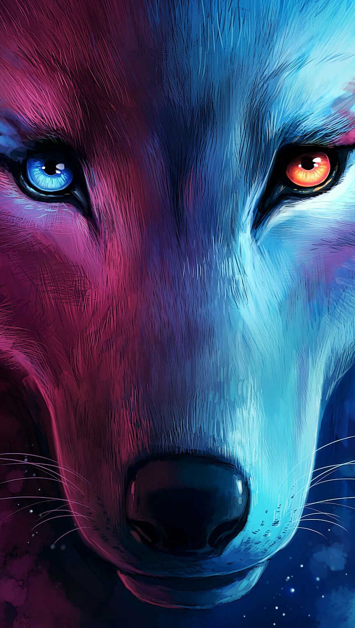 Artistic wolf animation, Spellbinding visuals, Mesmerizing motion, Digital artistry, 1220x2160 HD Phone