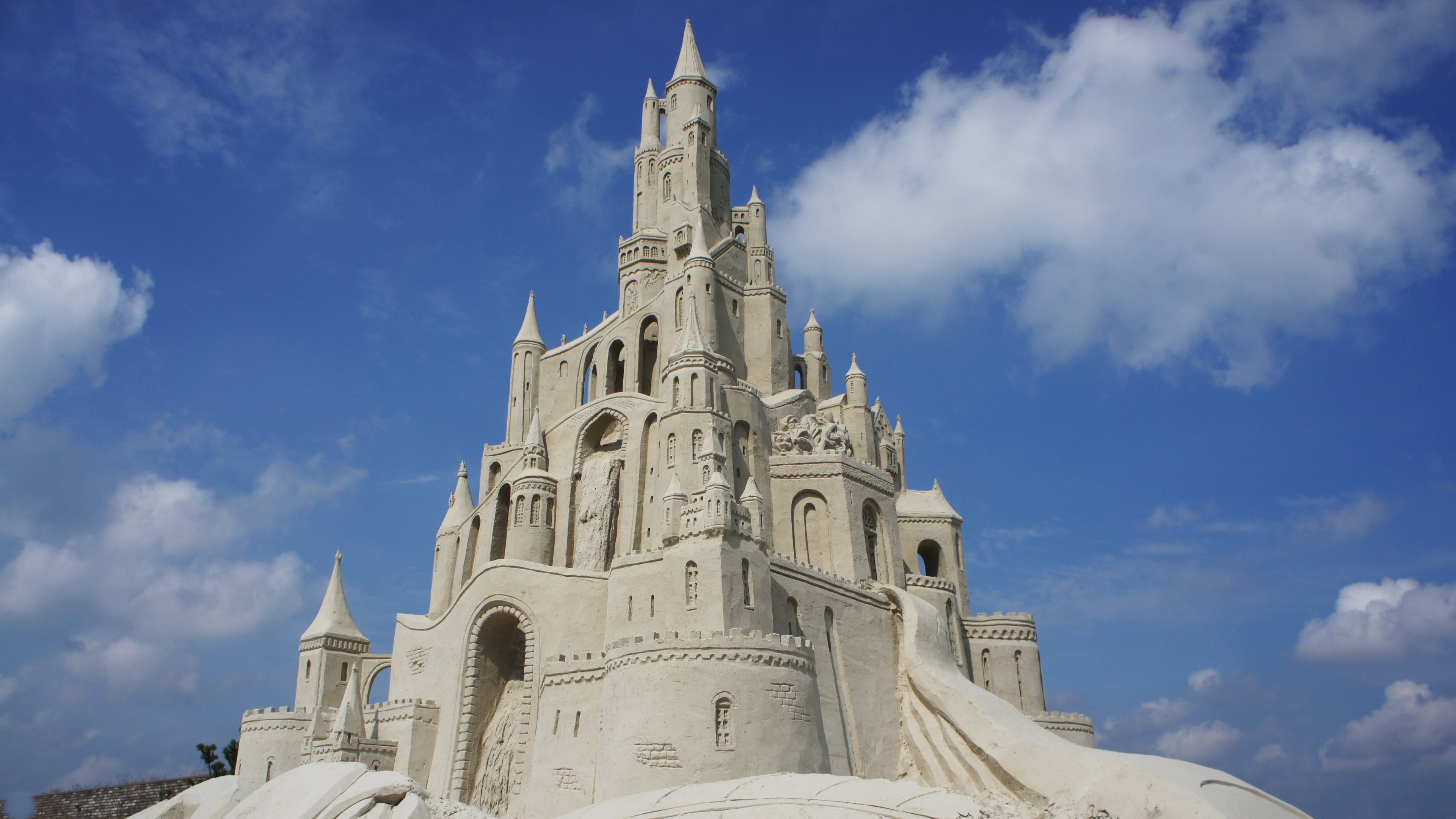 Sand castle, Amazing artwork, Widescreen wallpaper, Impressive craftsmanship, 3840x2160 4K Desktop