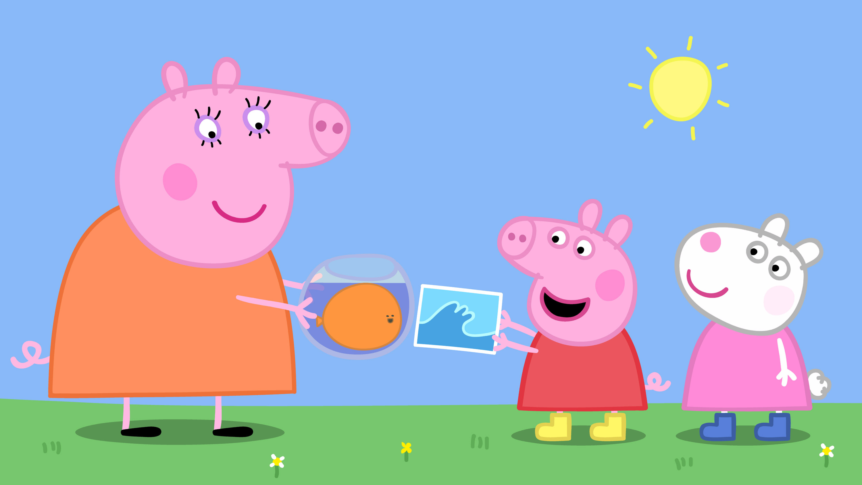 Peppa Pig, Mummy Pig, Suzy Sheep, Goldie the Fish, HD Desktop wallpaper
