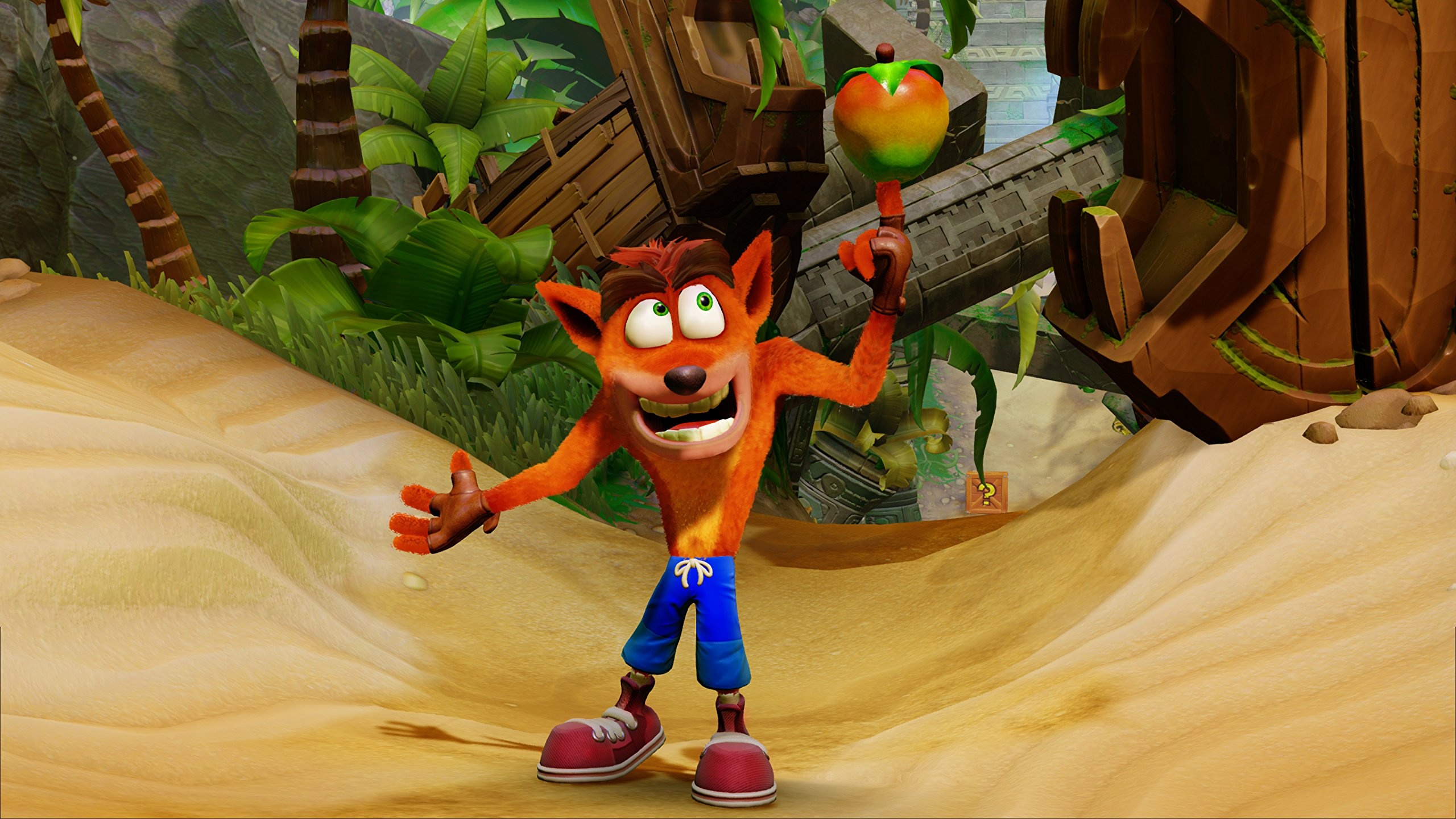 Crash Bandicoot, Wumpa Fruit, N. Sanity Beach ruins, HD Desktop wallpaper