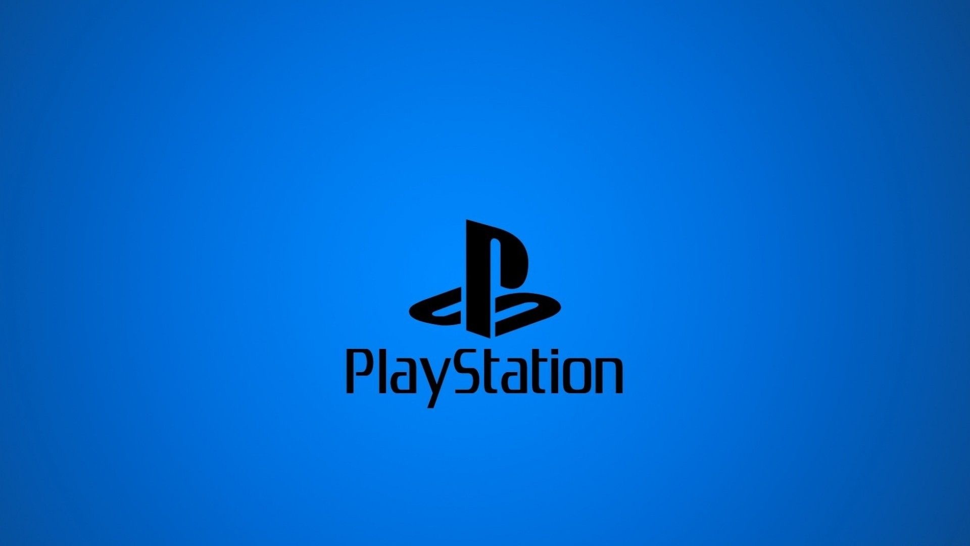PlayStation logo, PlayStation wordmark, Blue gradient backdrop, Full HD Desktop wallpaper