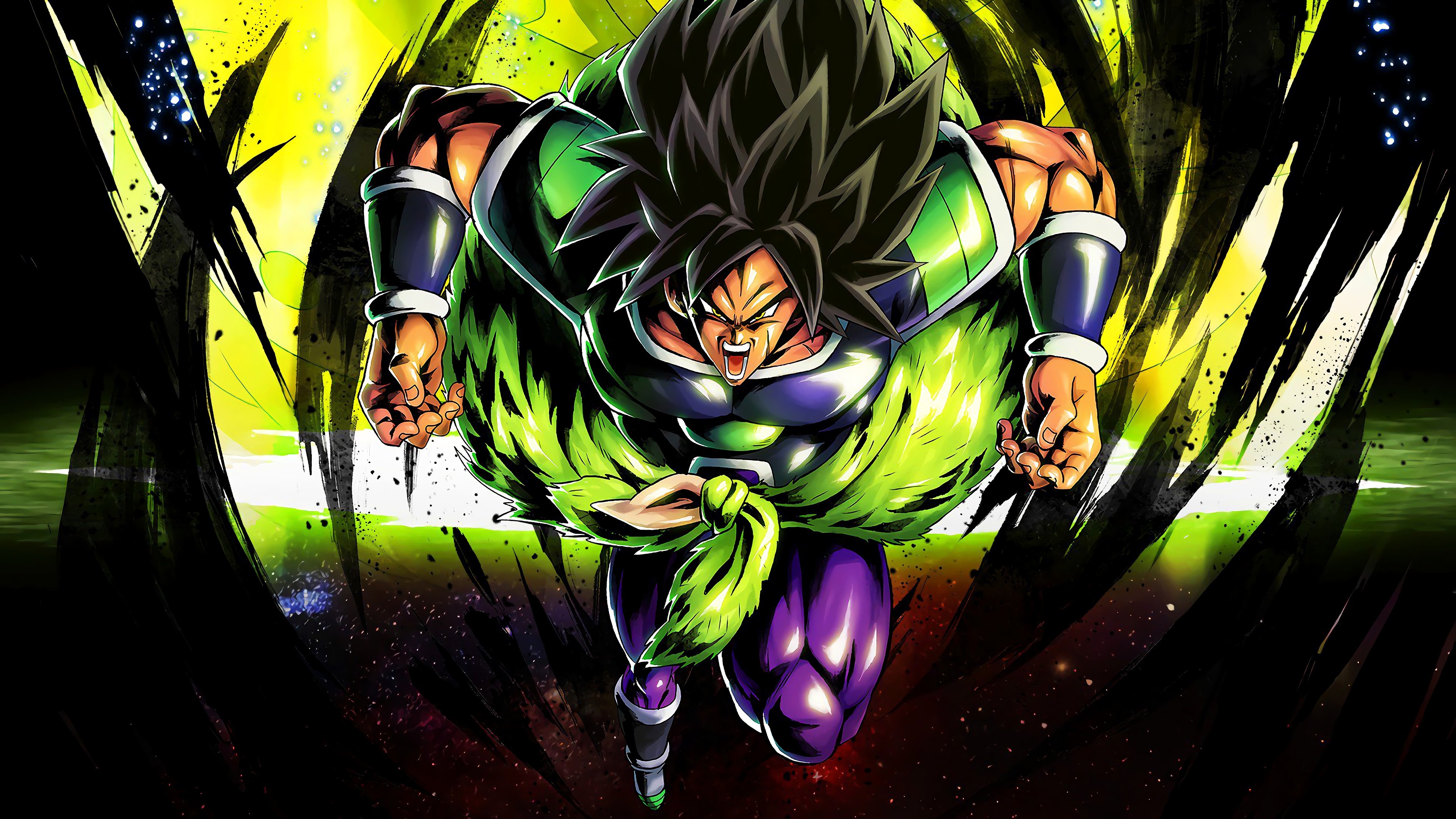 Broly (Dragon Ball Super), Ba's green fur pelt, green ki aura, 4K Desktop wallpaper