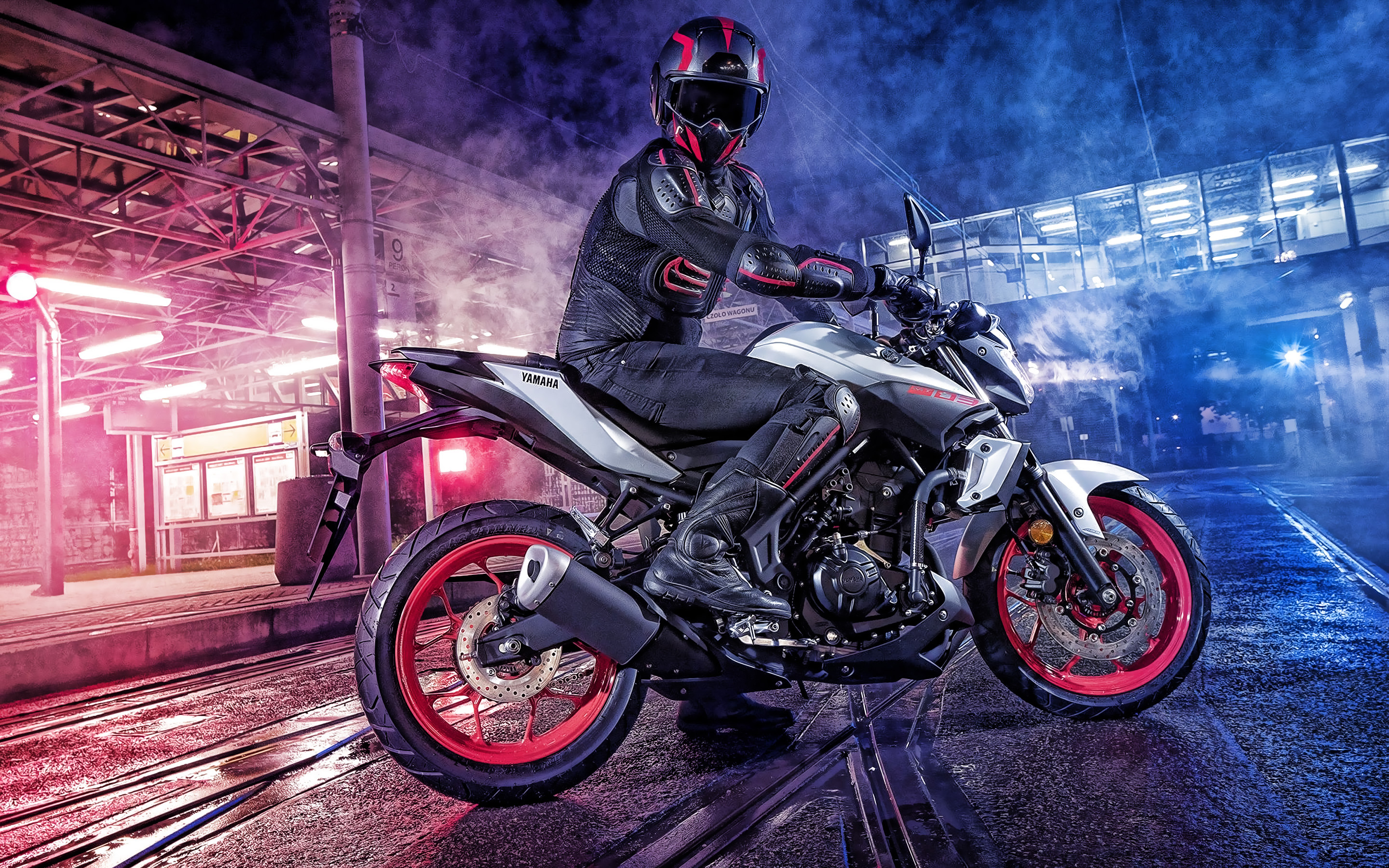 Tram Tracks, Yamaha MT-03 Wallpaper, 2880x1800 HD Desktop