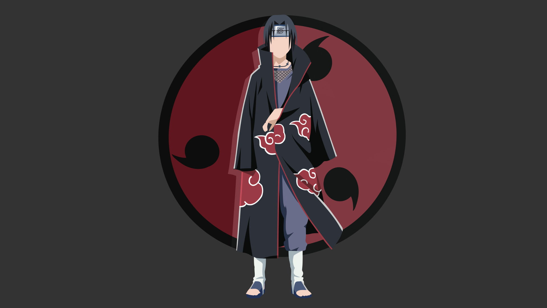 Itachi Uchiha, Sharingan, Akatsuki cloak, Full HD Desktop wallpaper