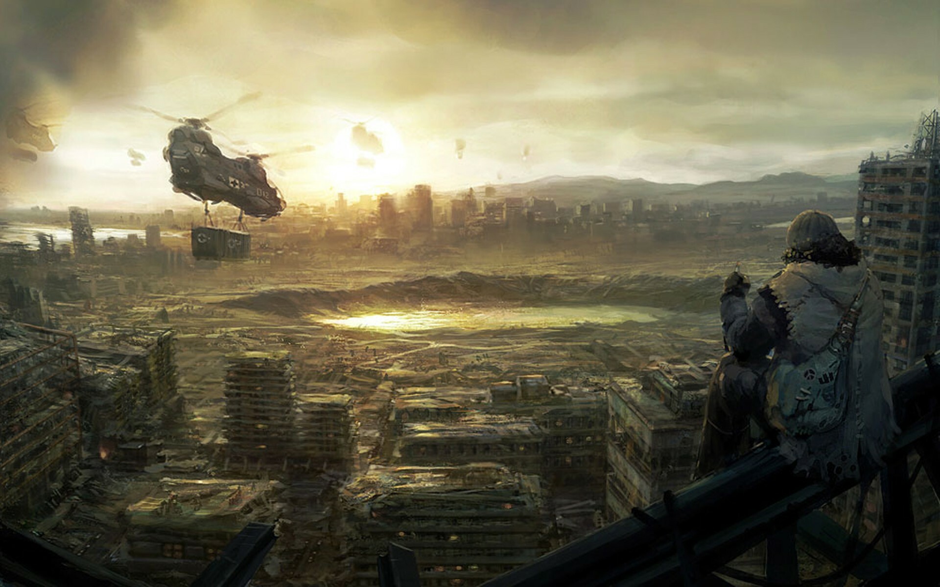 Post-apocalyptic world, Sci-fi dystopia, Futuristic landscapes, Desolate cities, 1920x1200 HD Desktop