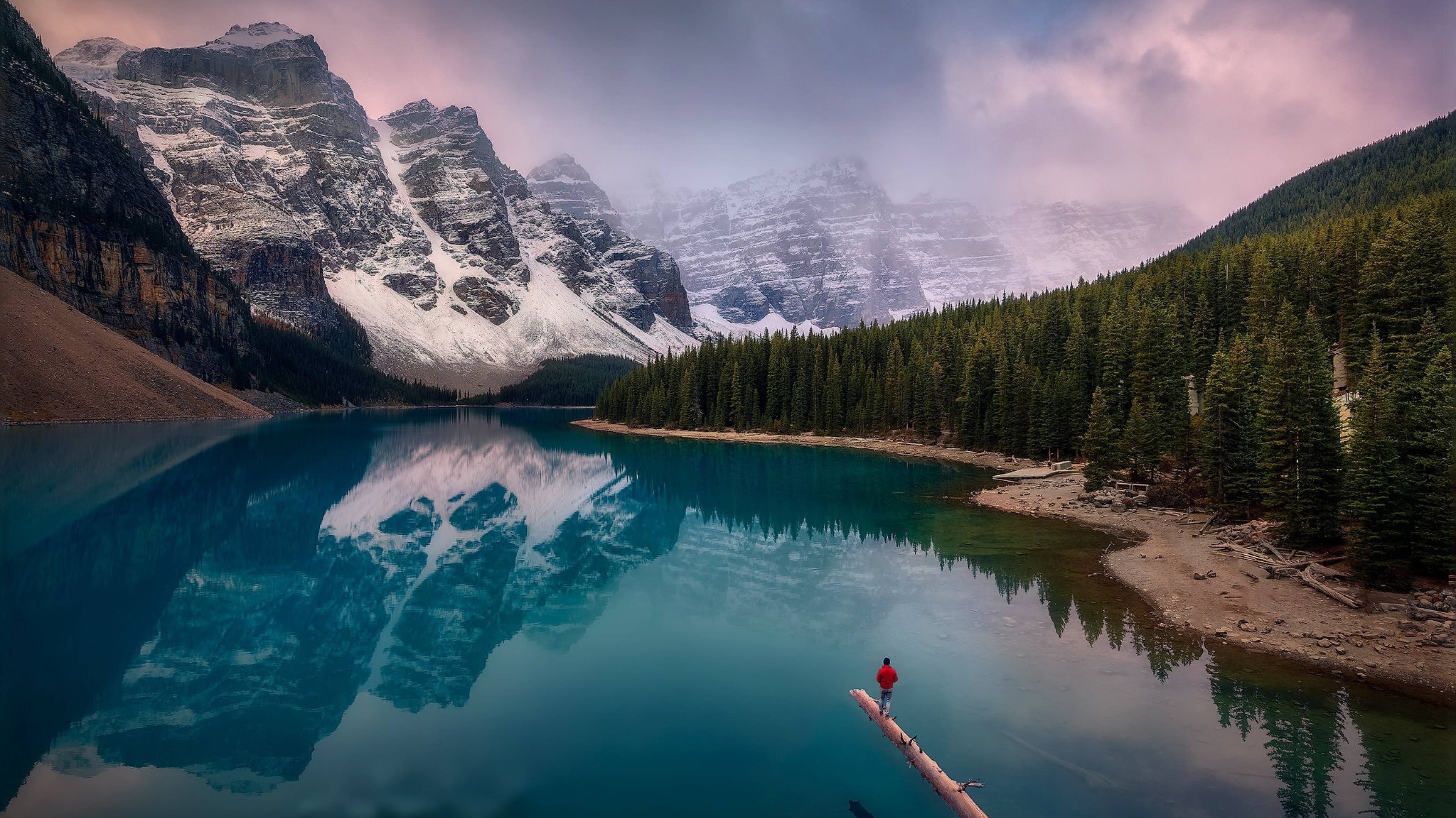 Moraine Lake, View in 4K, Breathtaking scenery, Beautiful backgrounds, 3840x2160 4K Desktop