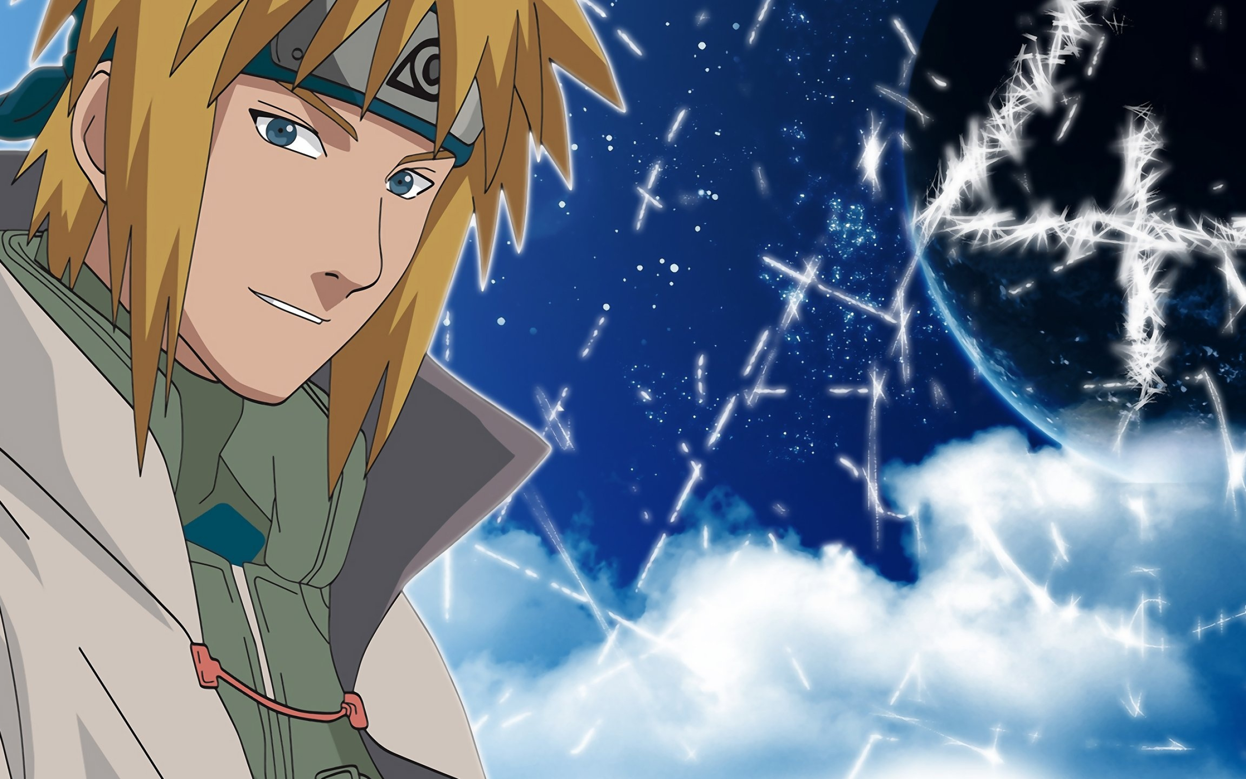 Minato Namikaze, Hidden Leaf Village headband, starry night sky, HD Desktop wallpaper