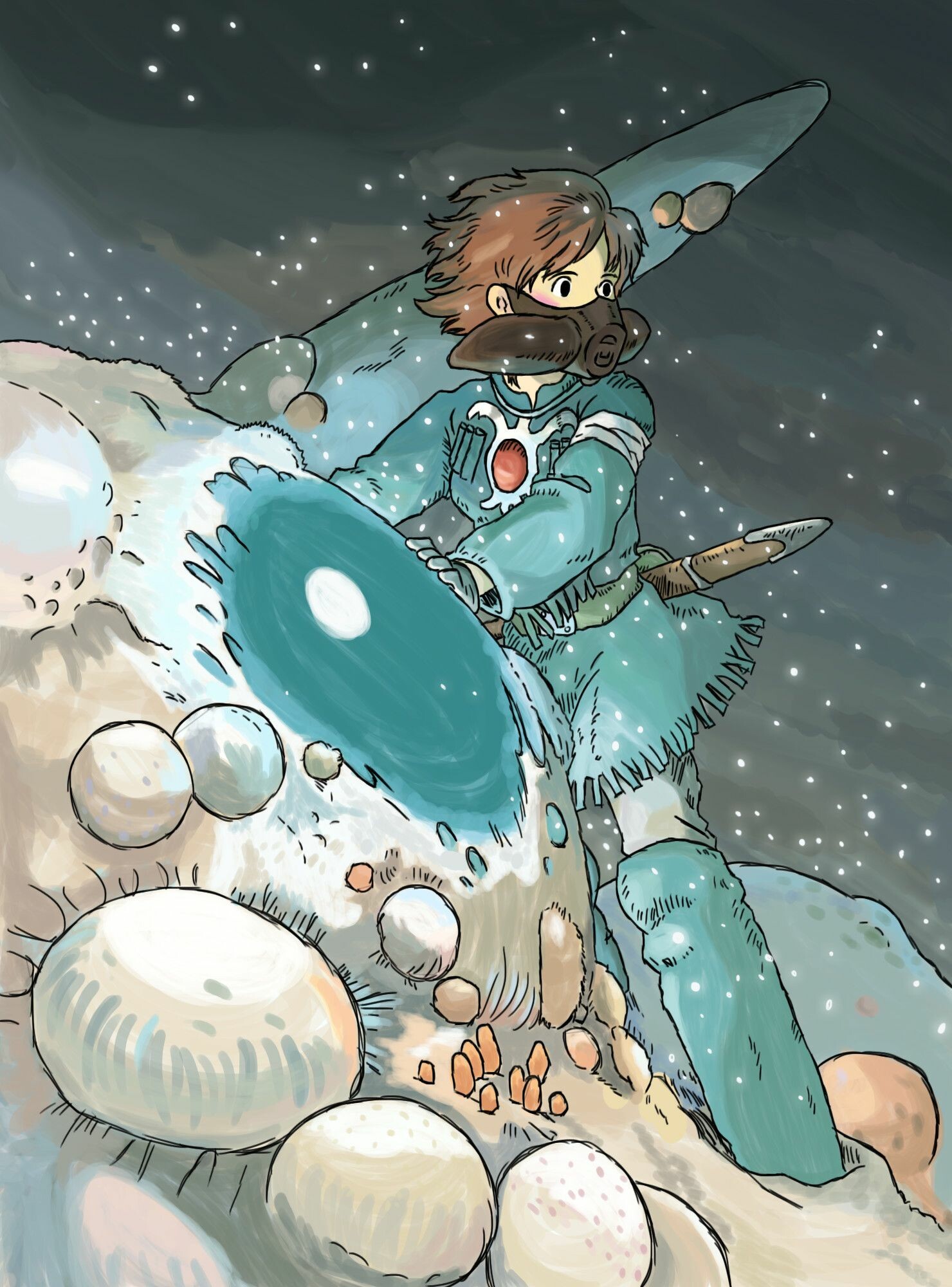 Nausicaa of the Valley of the Wind, Valeria Pulido, Studio Ghibli art, Captivating movies, 1480x2000 HD Phone