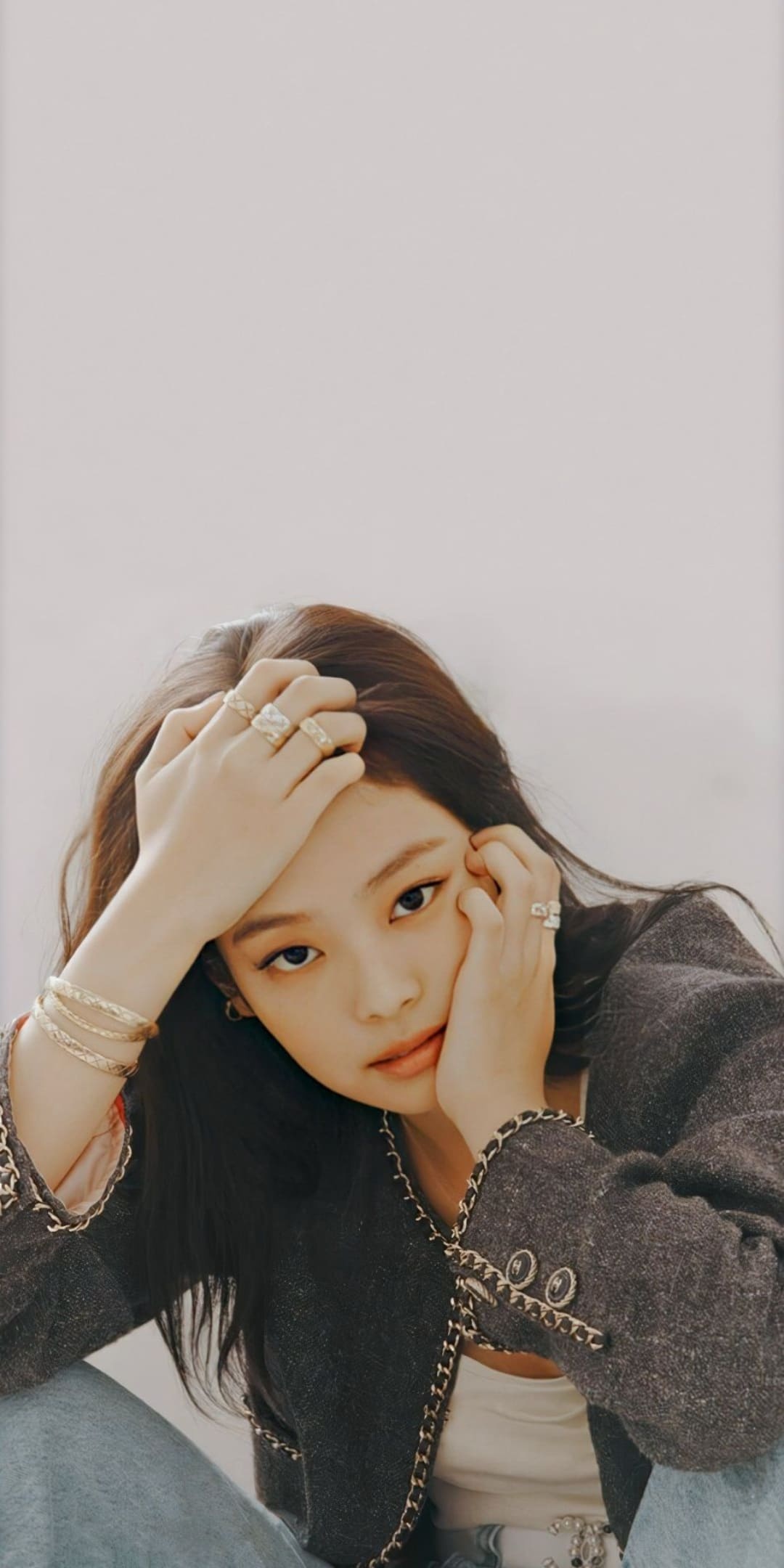Jennie Kim, Chanel Coco Crush rings, grey tweed jacket, HD Phone wallpaper
