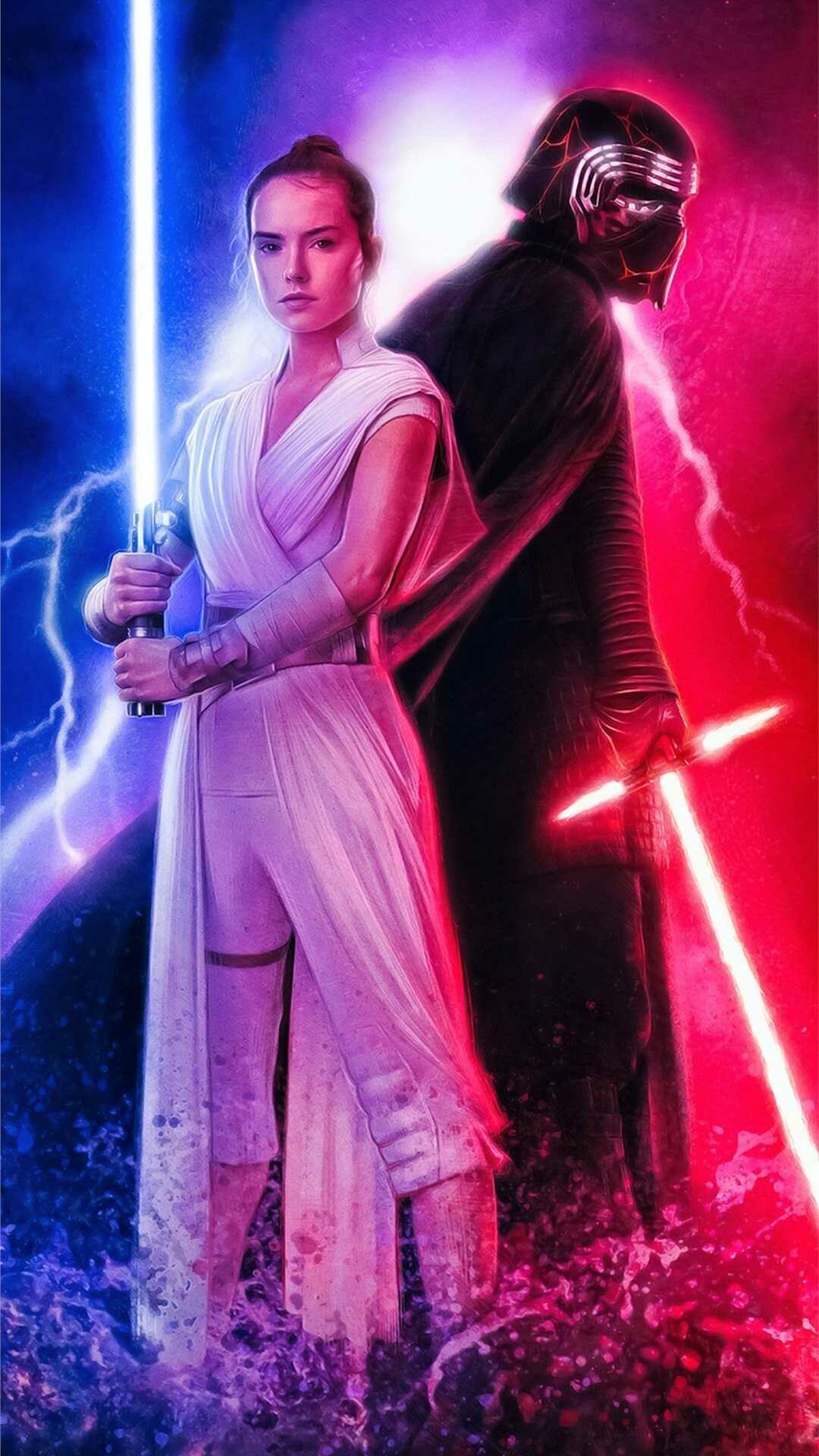 Rey and Kylo Ren, Star Wars Wallpaper, 1080x1920 Full HD Phone