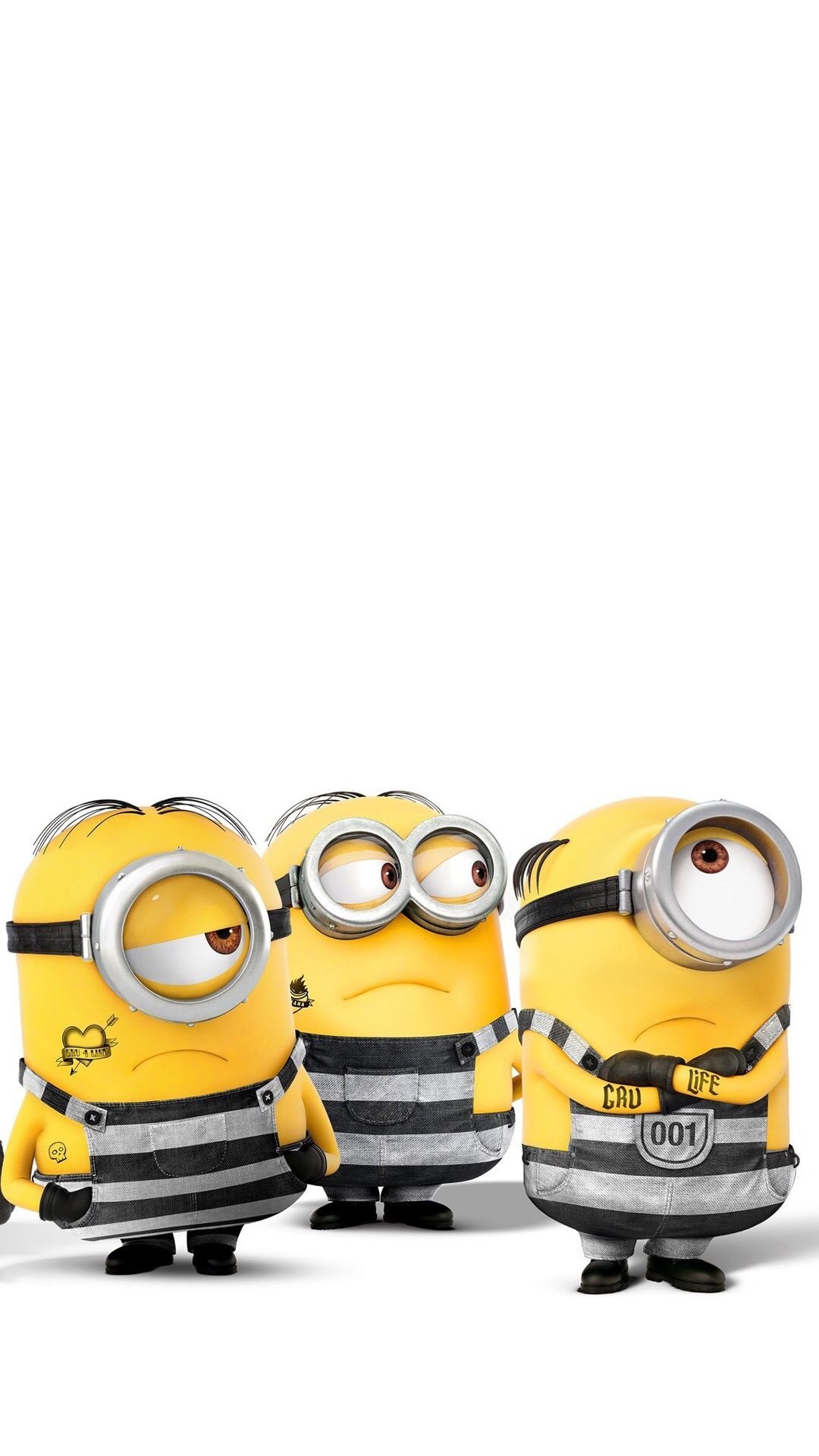 Despicable Me 3, prison uniform Minions, GRU LIFE knuckle tattoo, Full HD Phone wallpaper