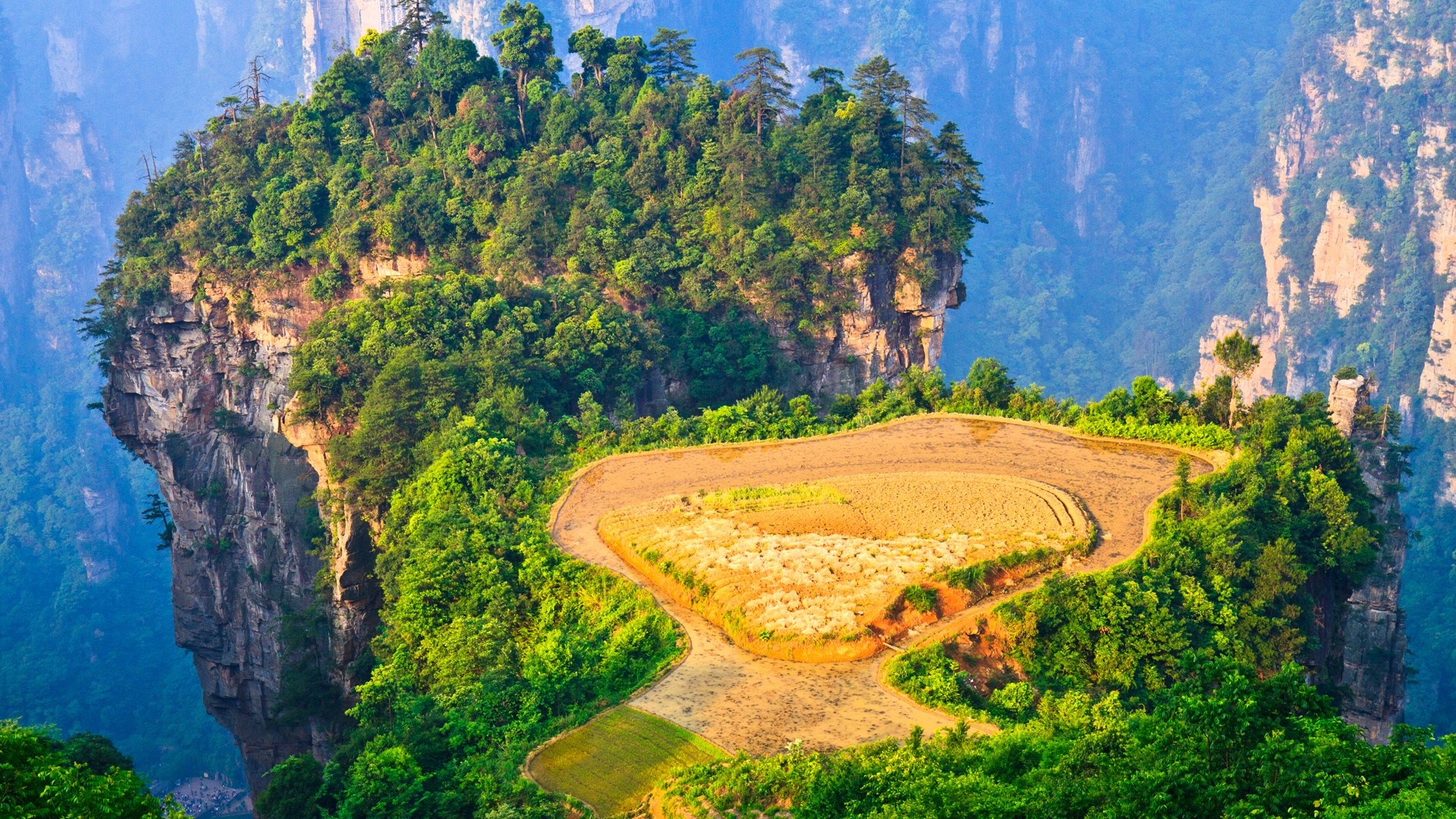 Zhangjiajie Travels, Sunrise, Hanging paddy field, Hunan China, 1920x1080 Full HD Desktop