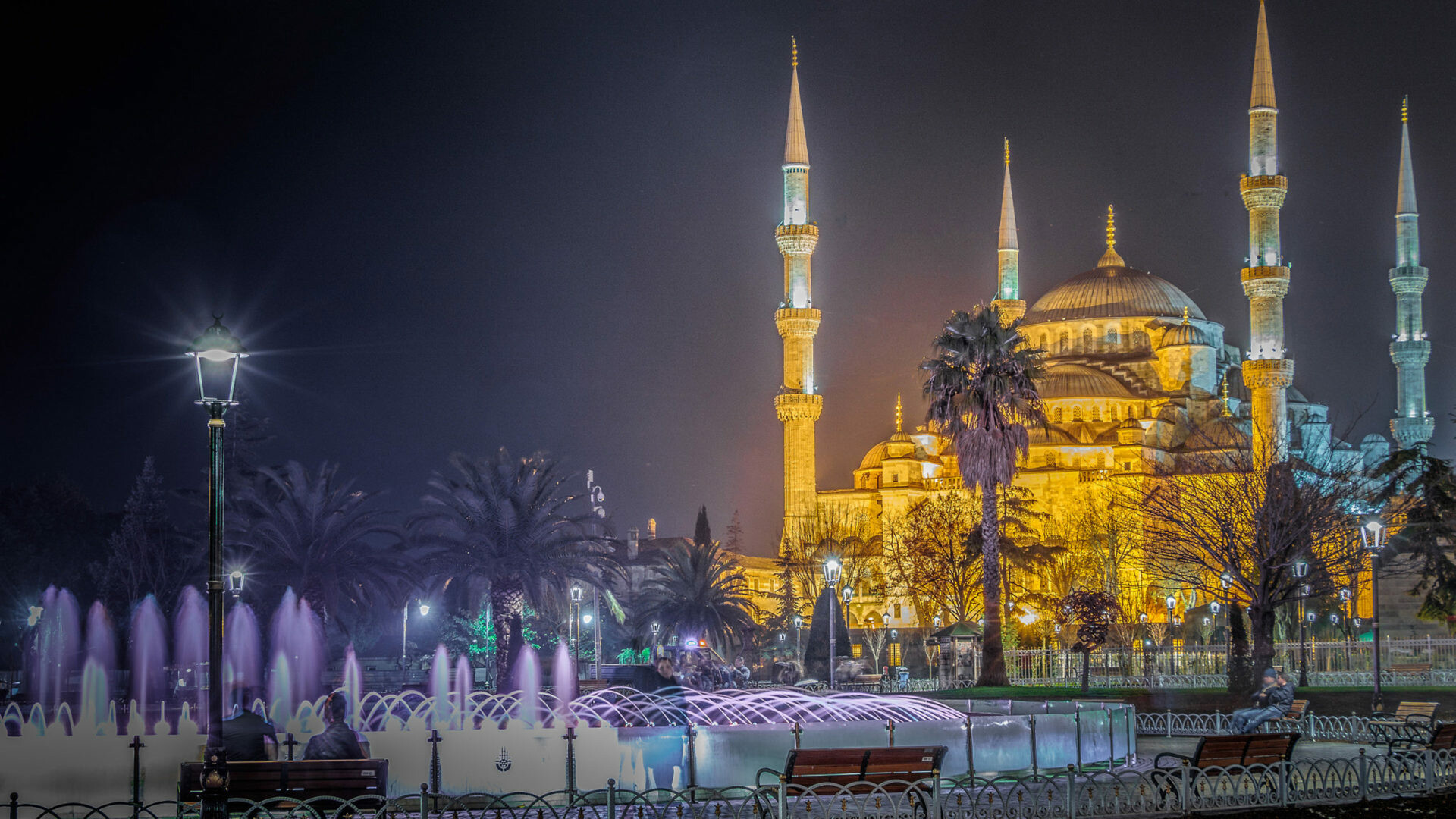 Turkey, Blue Mosque night, Ultra HD wallpapers, Architectural beauty, 1920x1080 Full HD Desktop