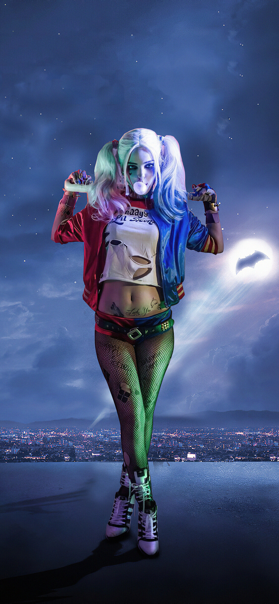 Harley Quinn cosplay, iPhone XS, HD wallpapers, 1130x2440 HD Phone