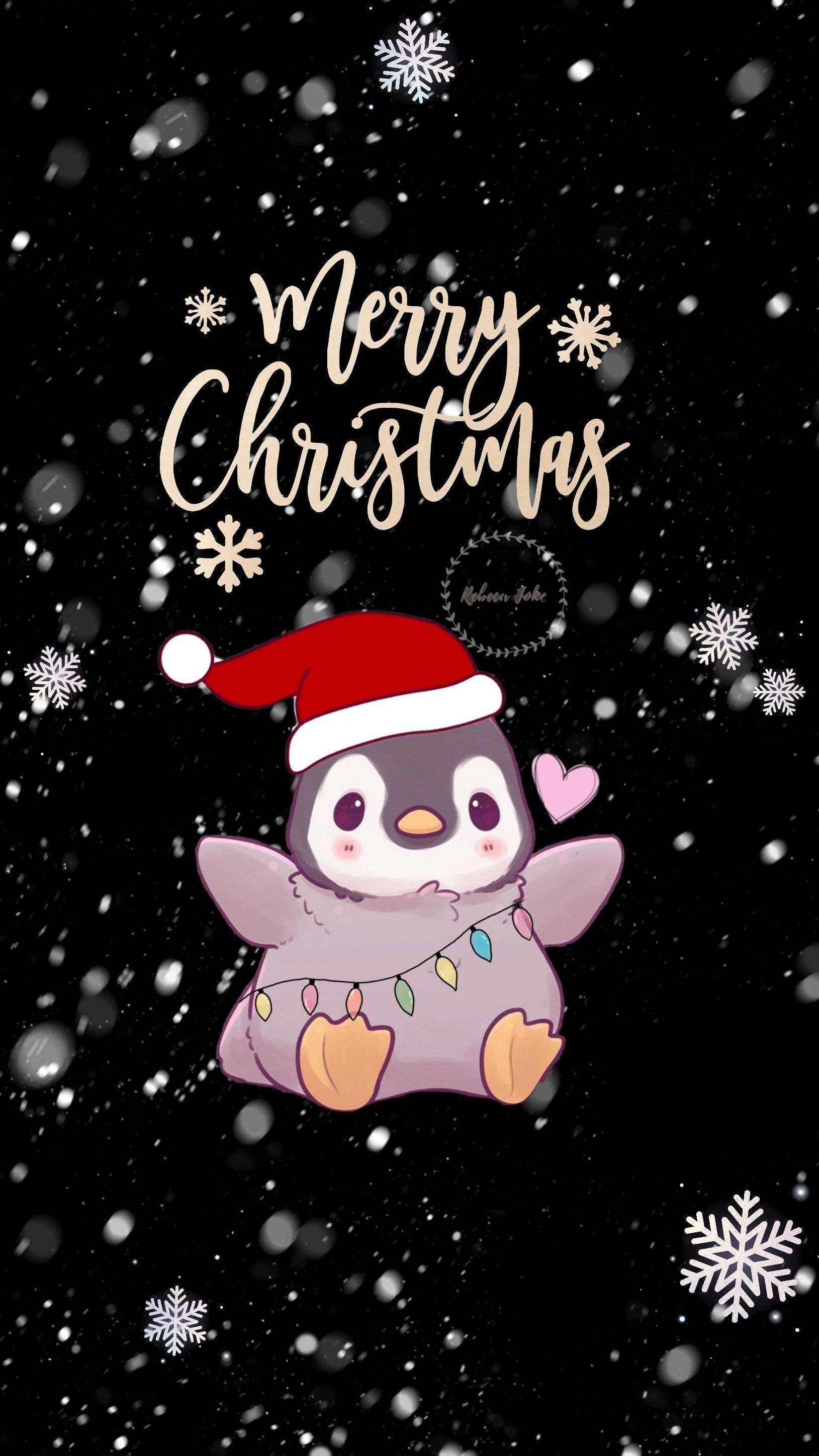 Penguin, Cute Christmas Wallpaper, 1630x2900 HD Phone