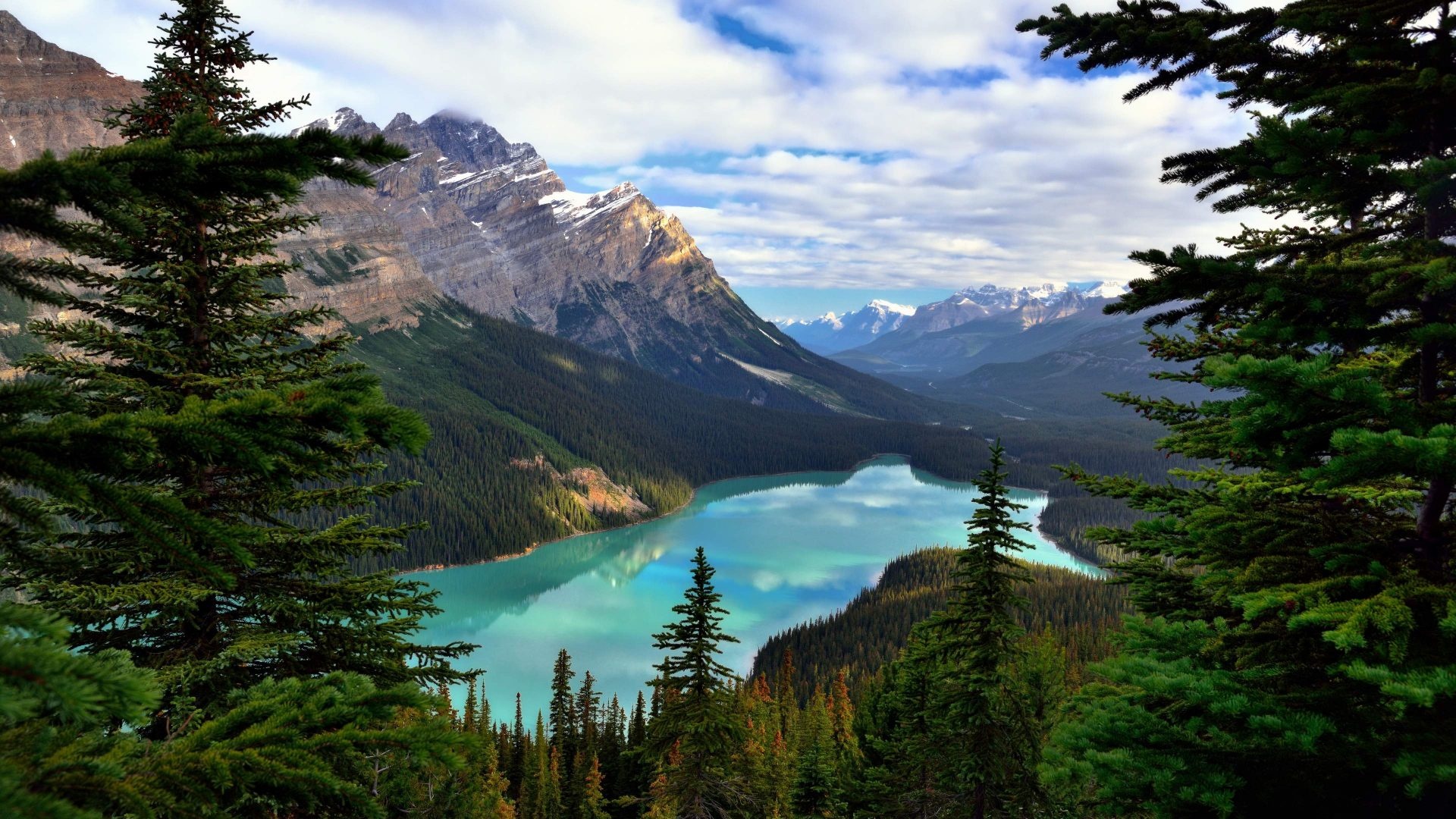 Peyto Lake wallpapers, Mesmerizing scenery, Majestic mountains, Serene waters, 1920x1080 Full HD Desktop