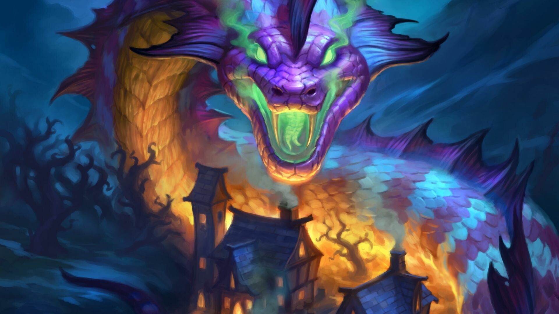 Dragon from The Witchwood, Bewitching card game, Artistic wallpaper, Mythical creatures, 1920x1080 Full HD Desktop