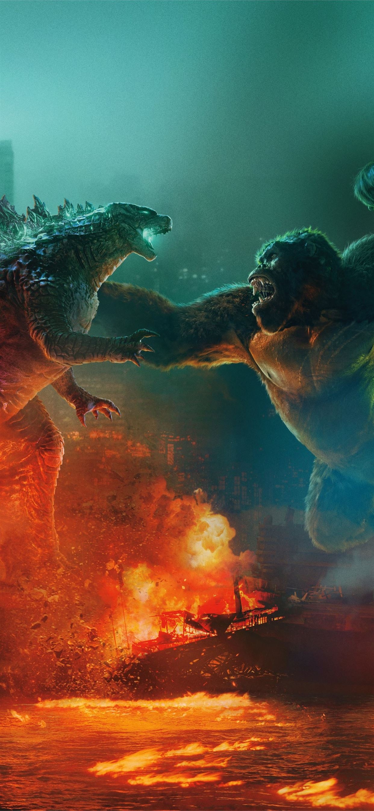 Godzilla vs Kong 15K iPhone wallpapers, Epic monster clash, Cinematic visuals, 1250x2690 HD Phone